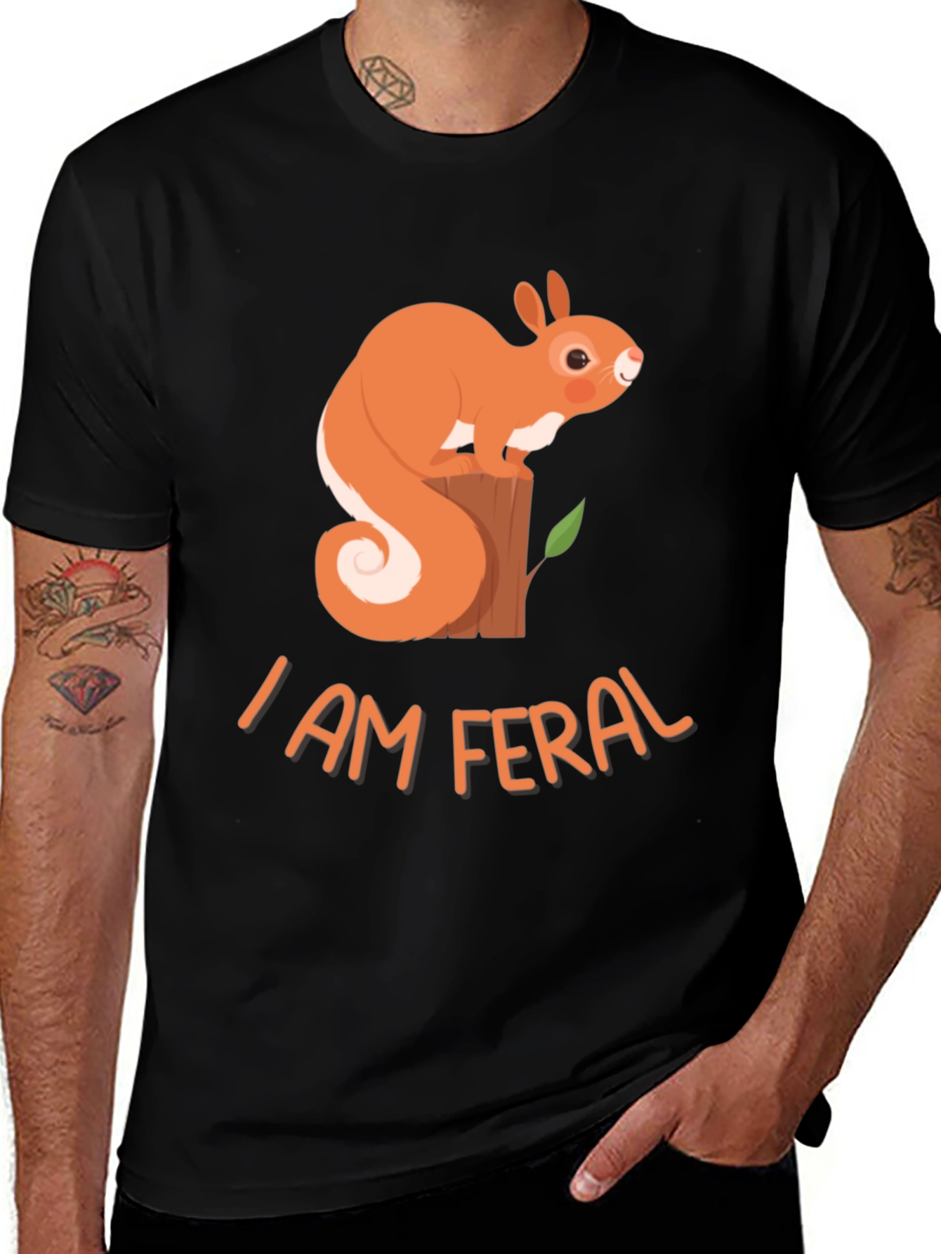 I Am Feral Squirrel Graphic Tee - Black