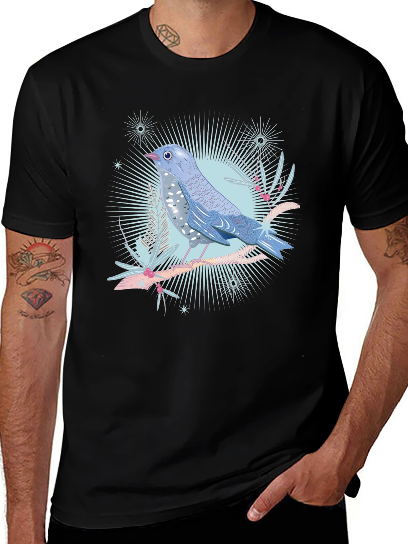 Variant 8 of Bird Graphic Print Crew Neck T-Shirt