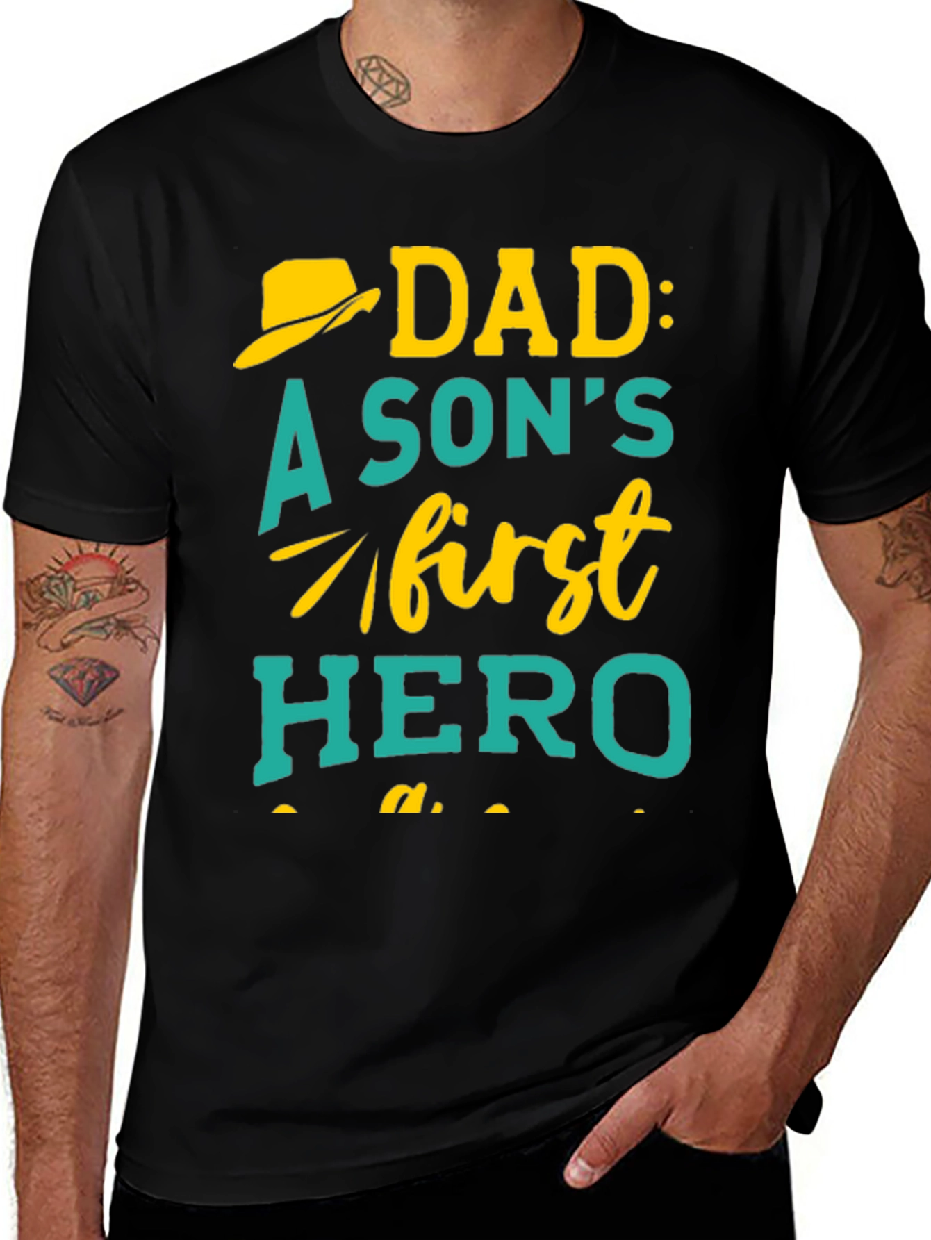 Variant 17 of Dad Hero T-Shirt - Son's First Hero Design