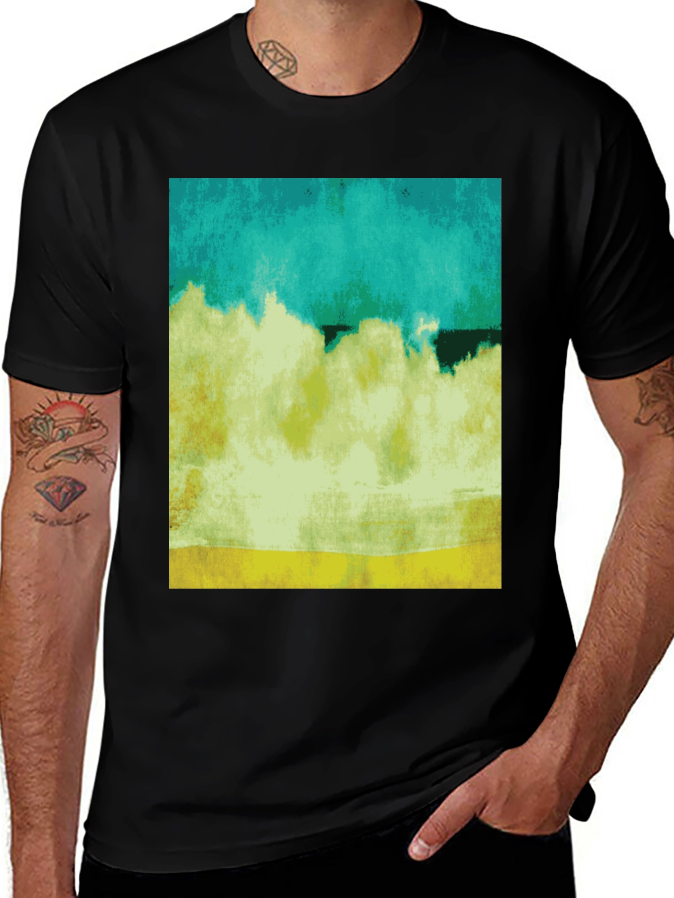 Variant 19 of Abstract Landscape Graphic Black T-Shirt