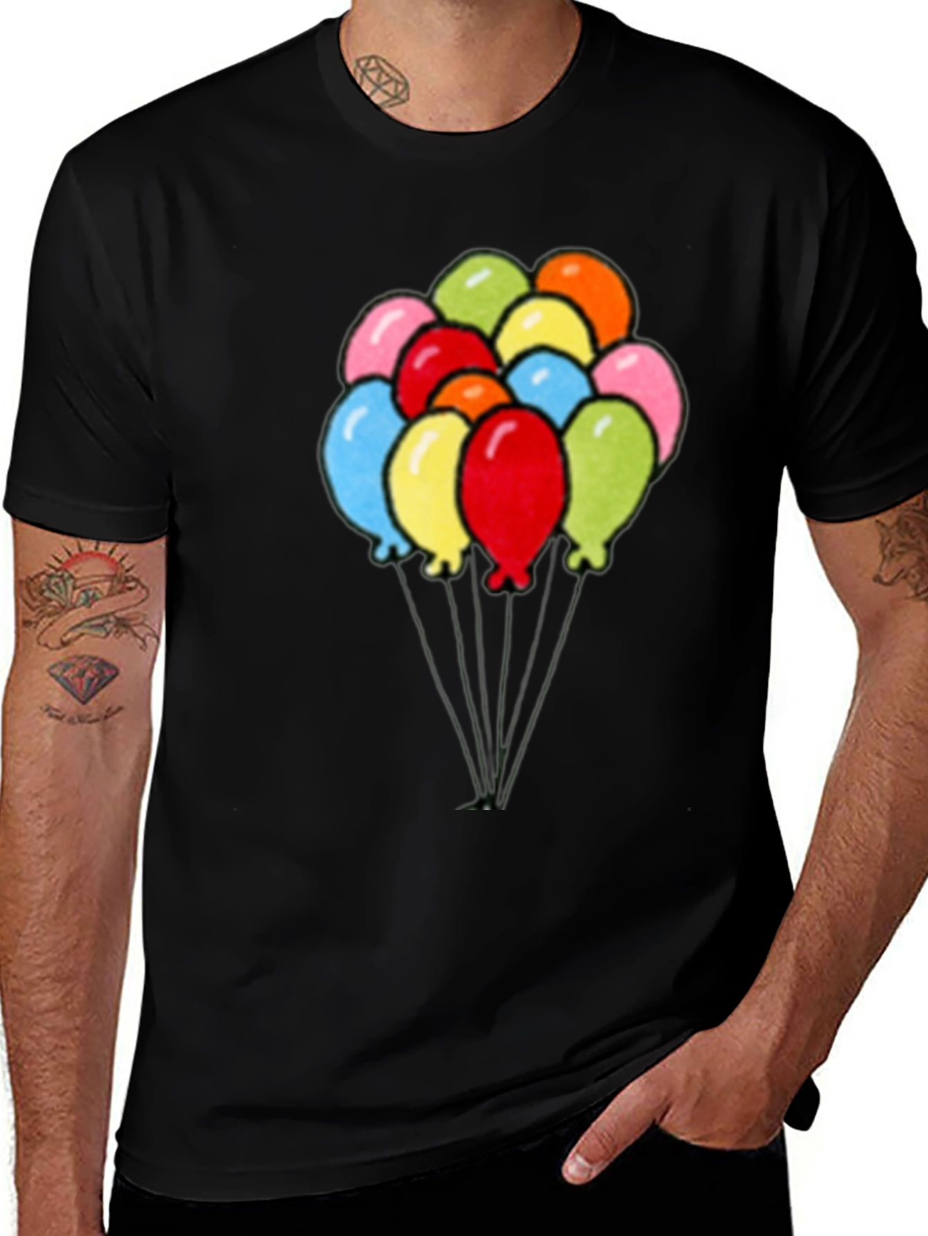 Variant 14 of Balloons Graphic Black T-Shirt