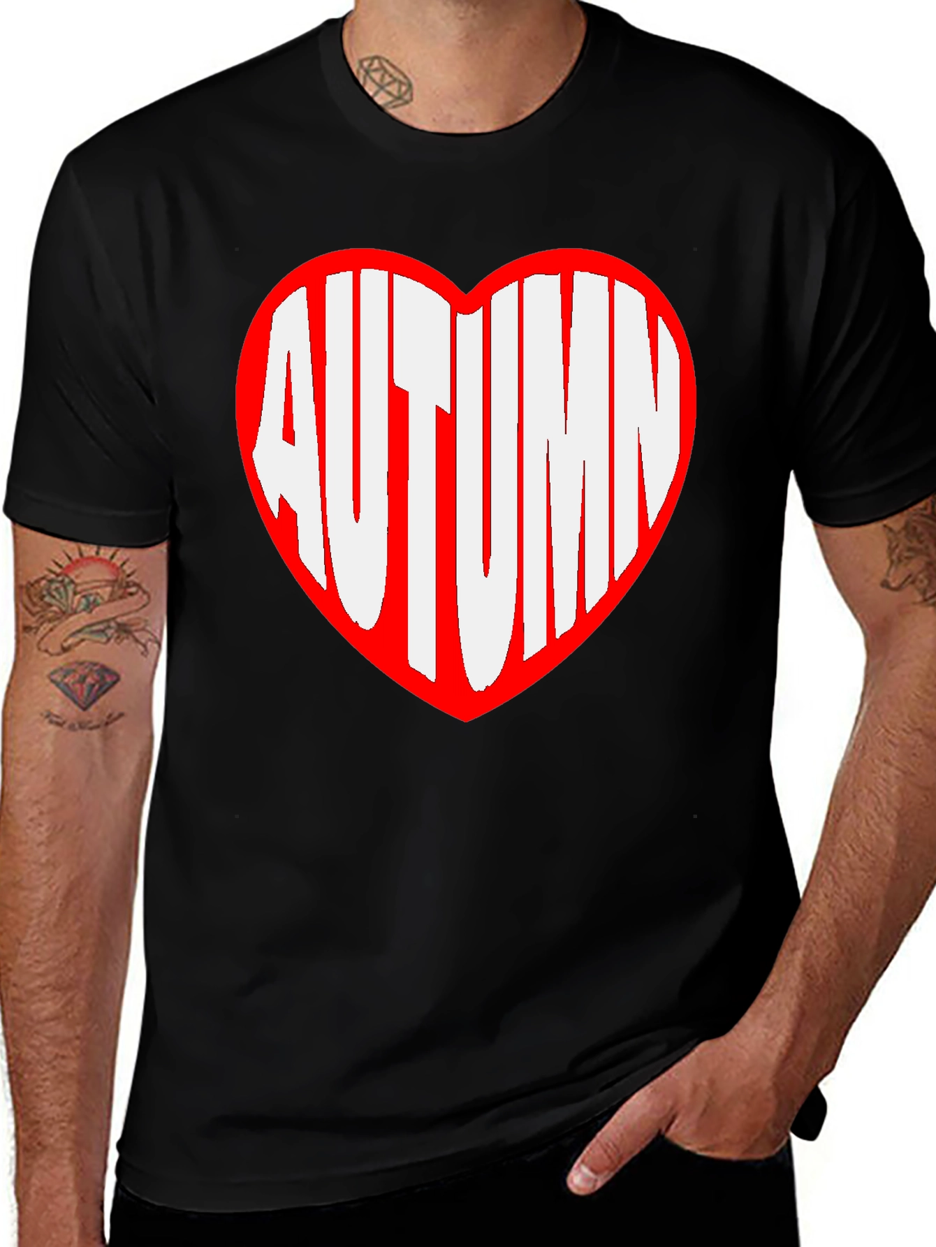 Variant 13 of Autumn Heart Graphic T-Shirt - Black