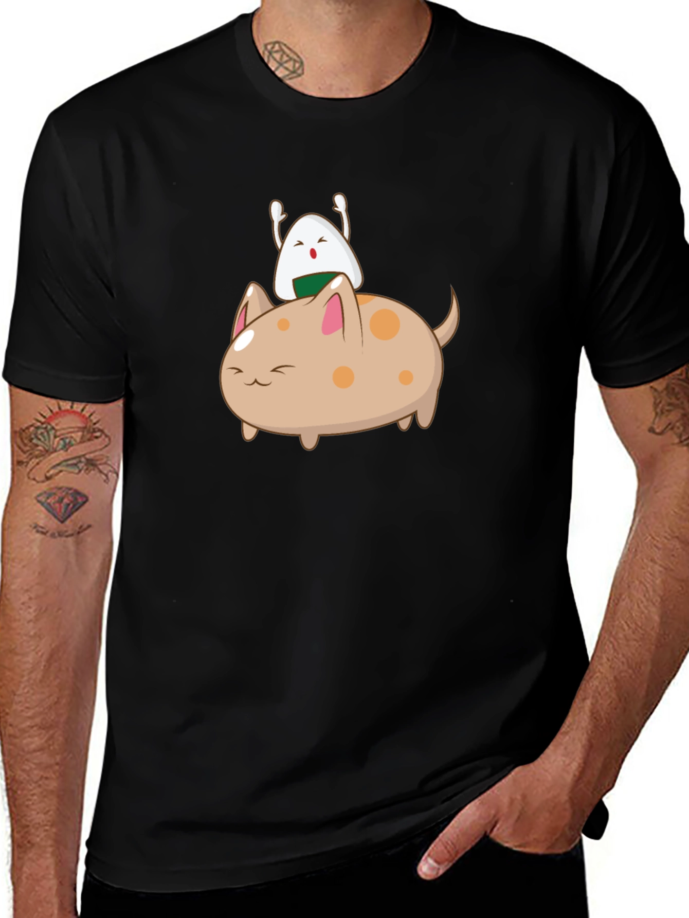 Variant 9 of Cat & Onigiri Cartoon Graphic Tee