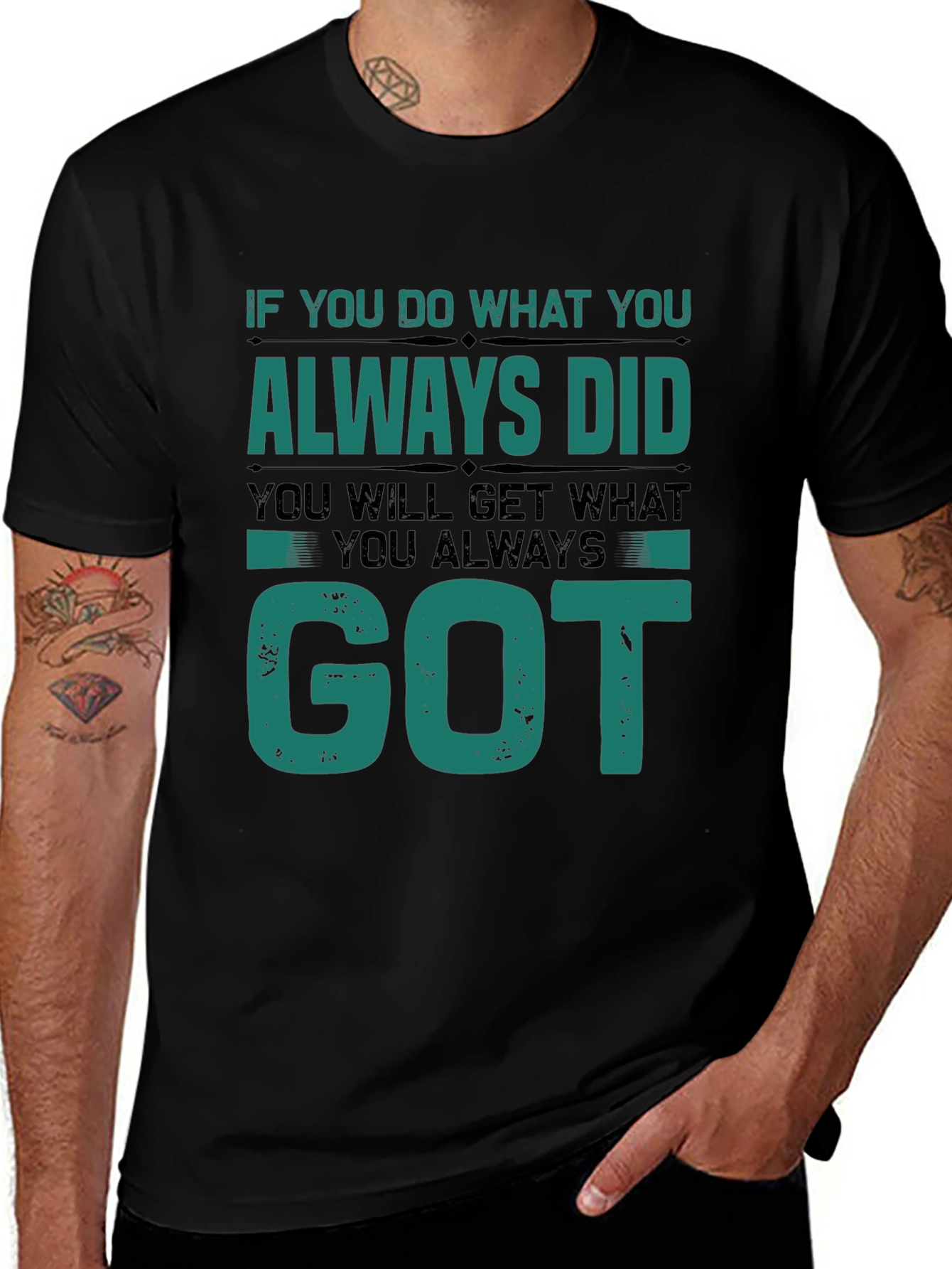 Variant 10 of Motivational Quote Graphic T-Shirt - Black