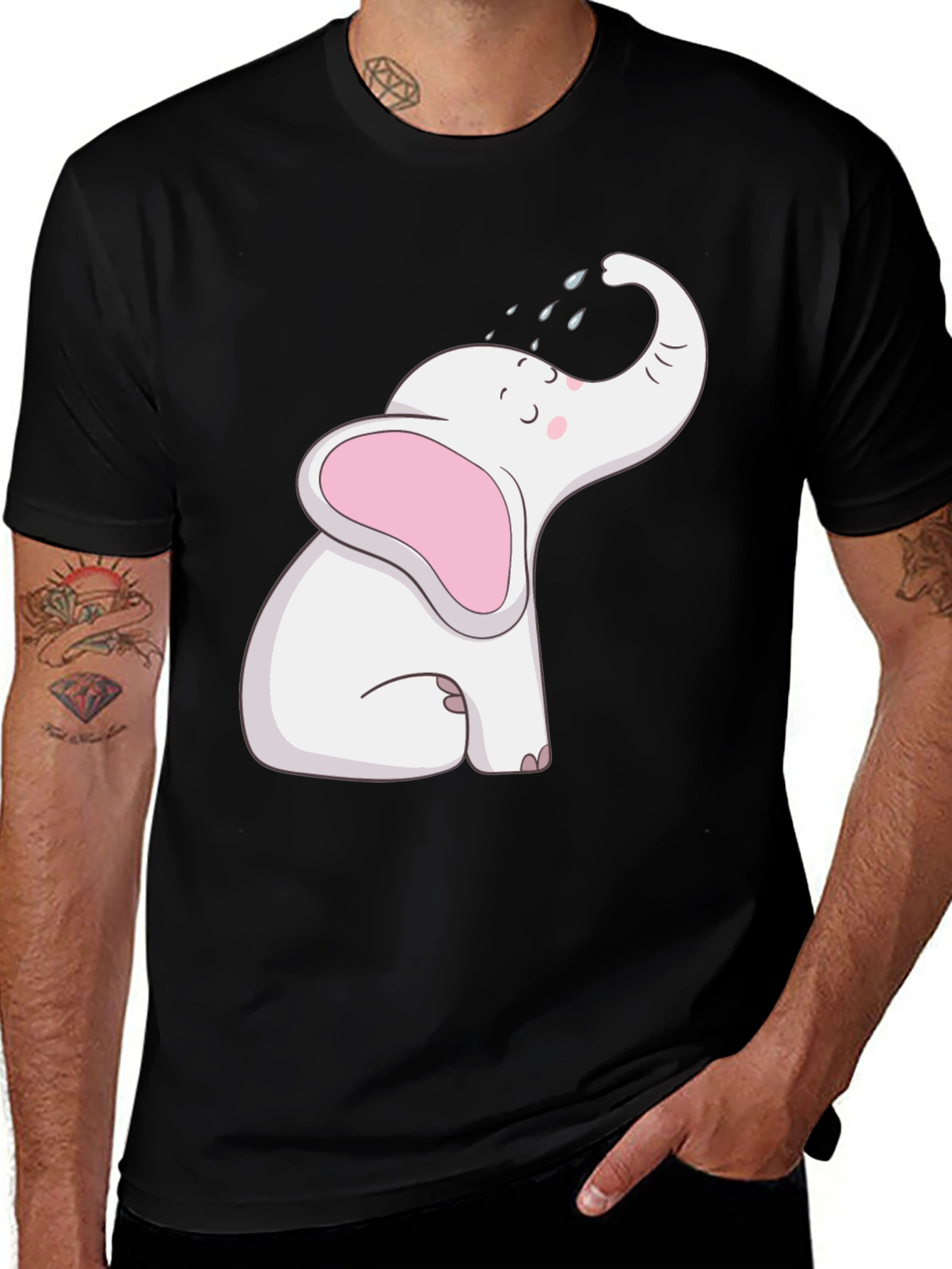 Variant 10 of Cute Elephant Graphic Tee - Black Unisex Shirt