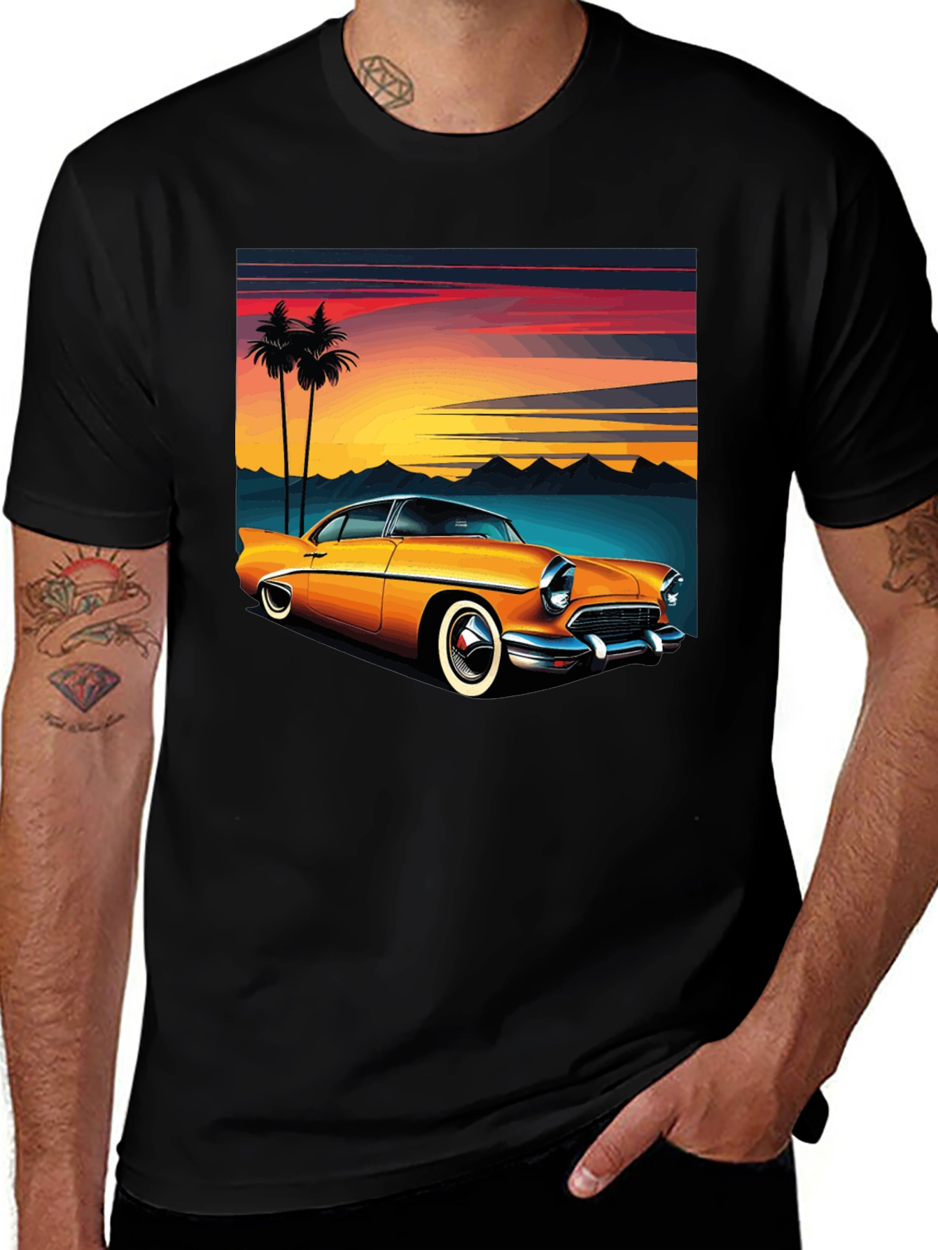 Variant 29 of Retro Car Sunset Graphic T-Shirt