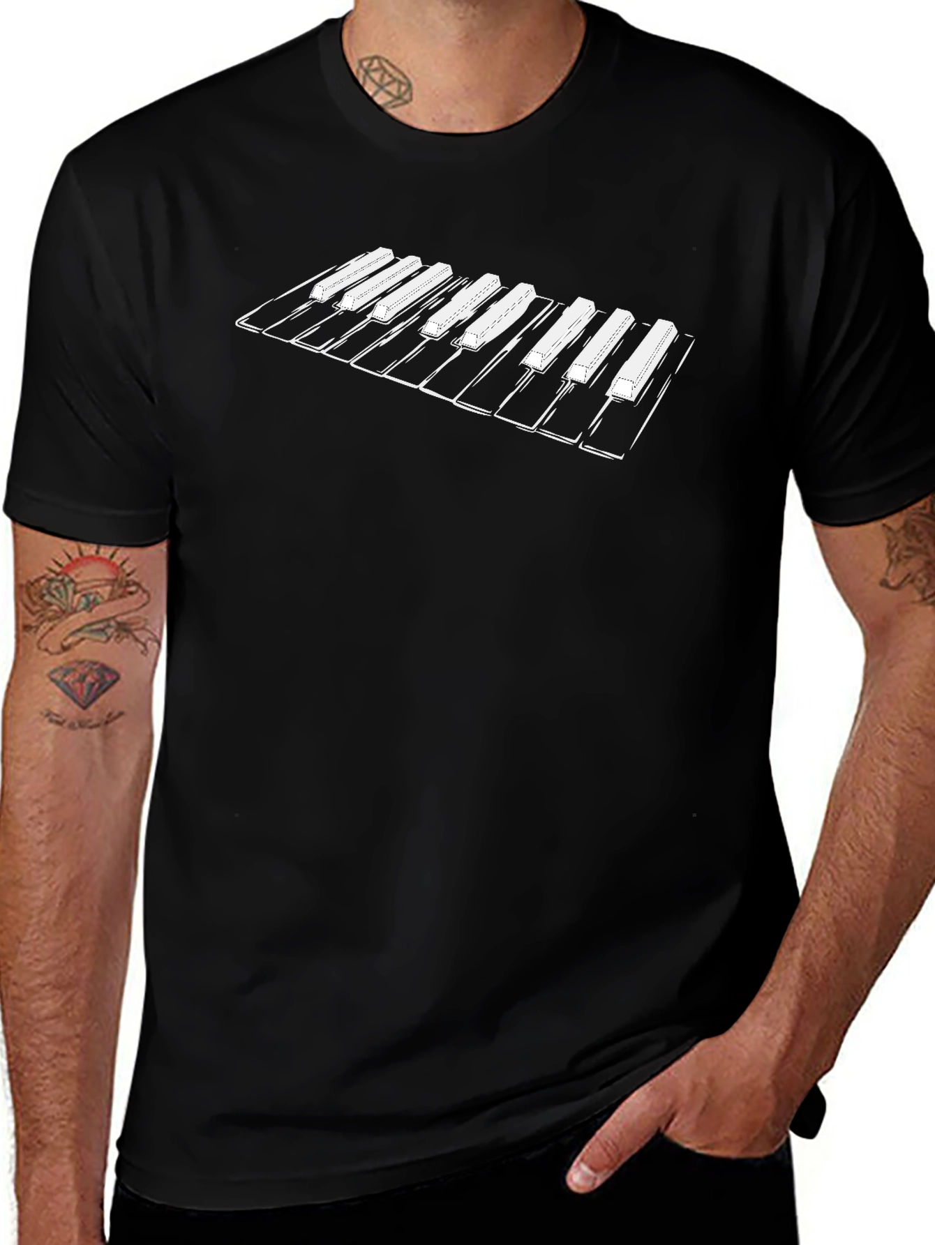 Variant 30 of Piano Keys Graphic Black T-Shirt