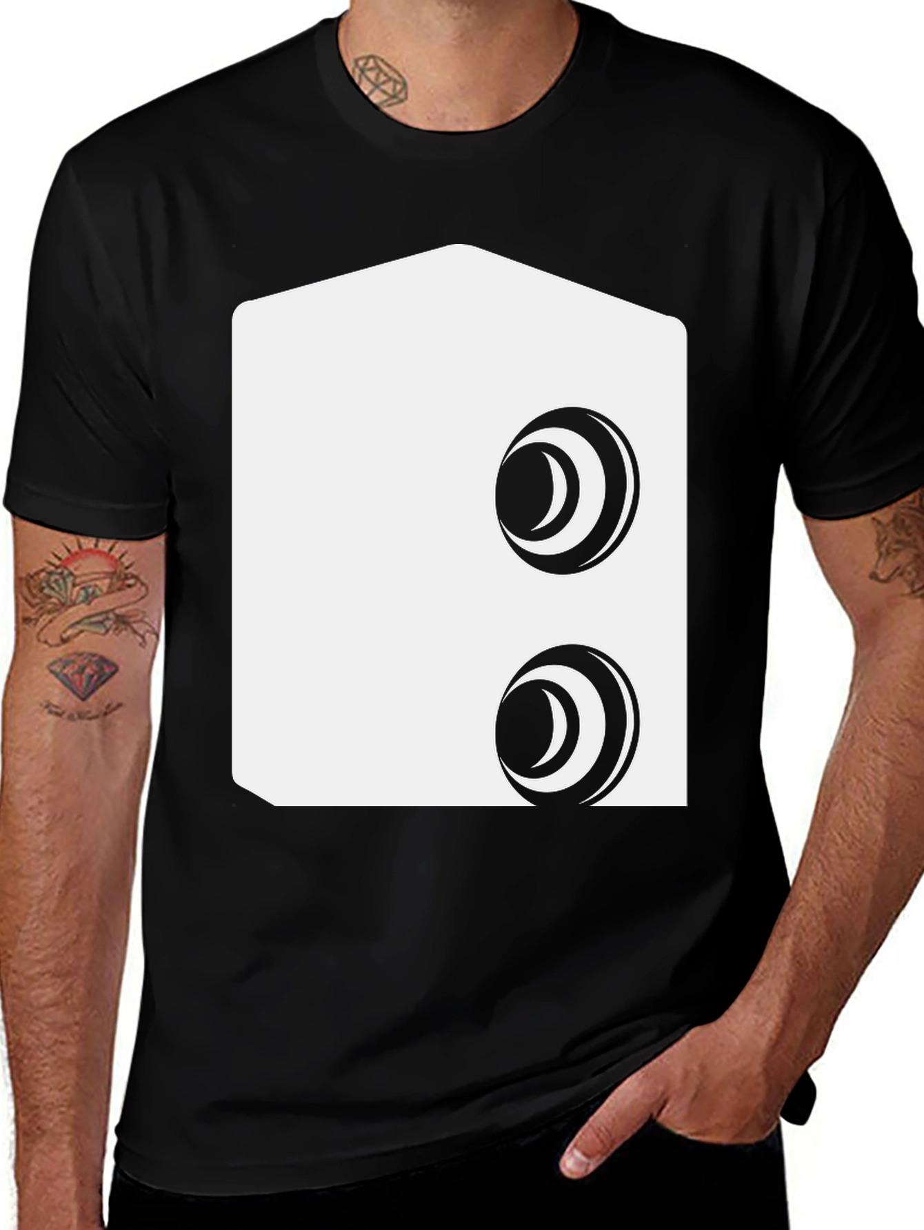 Variant 9 of Abstract Moon Graphic Black T-Shirt