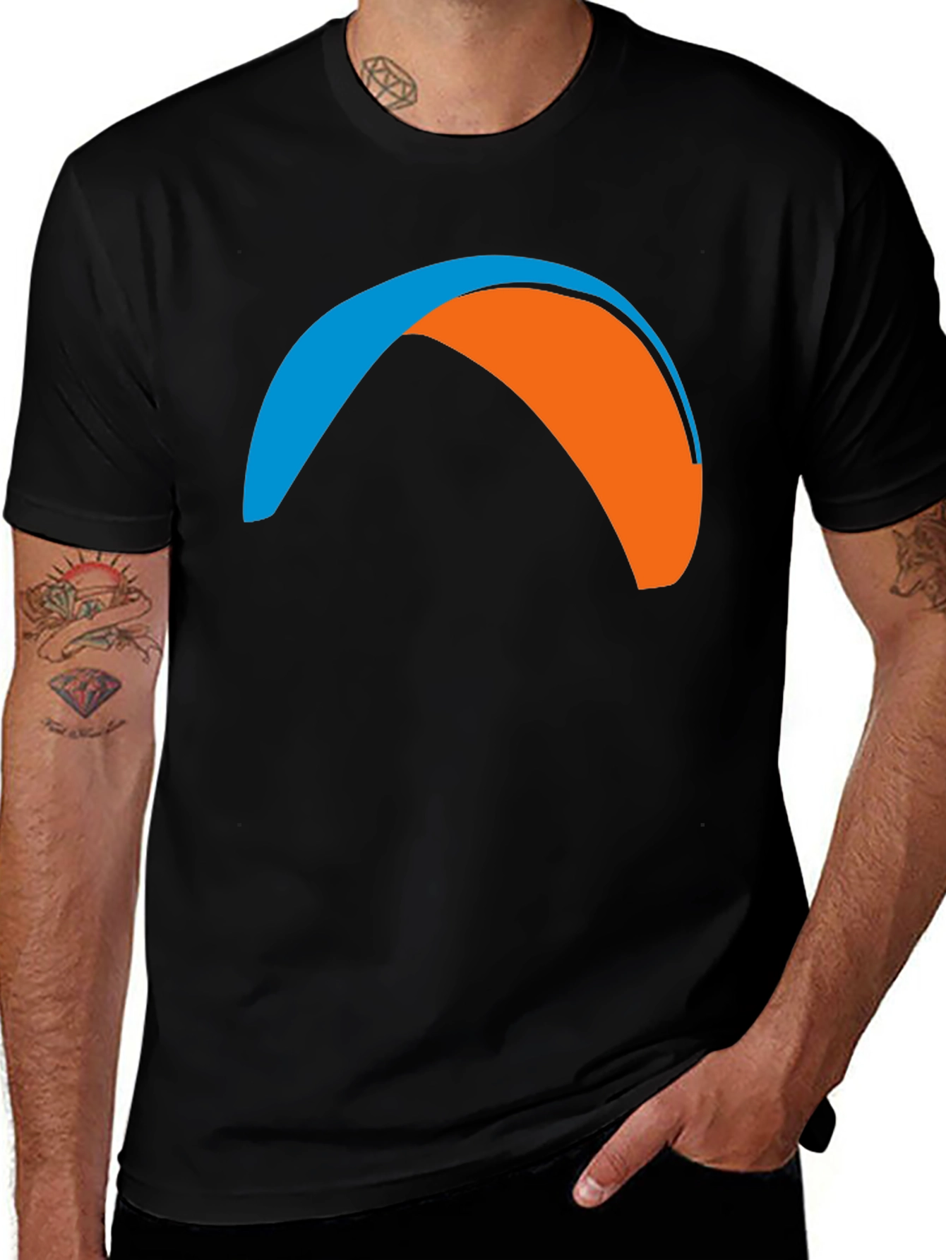 Variant 3 of Paragliding Graphic Tee - Black Crew Neck T-Shirt