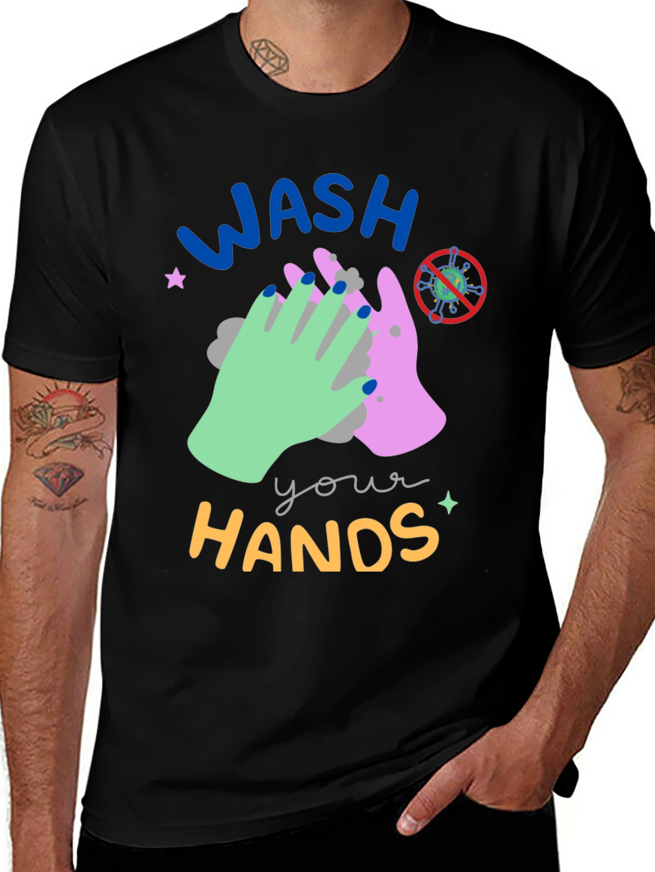 Variant 28 of Wash Your Hands Graphic Tee - Black