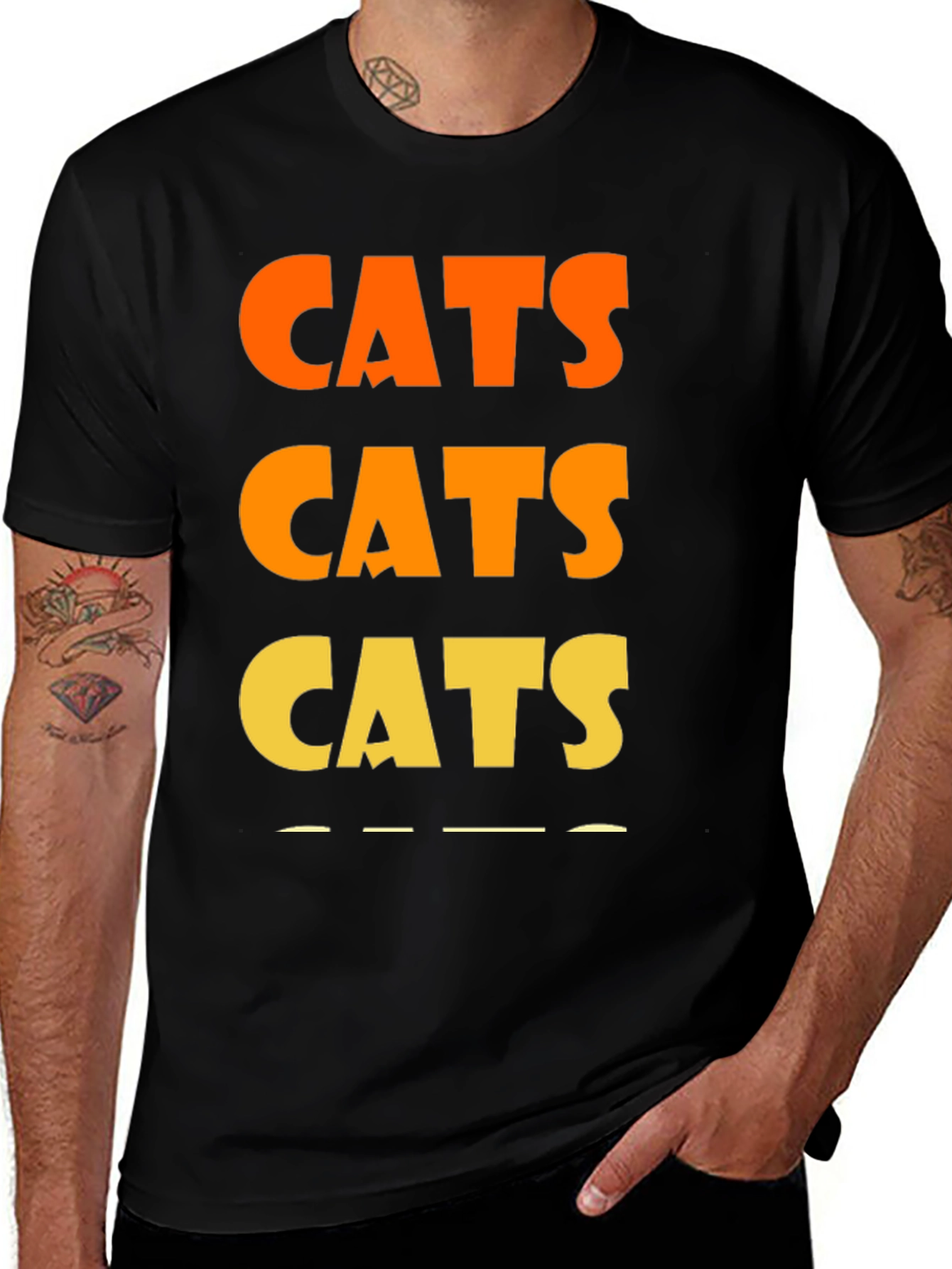 Variant 12 of Cats Graphic Tee - Trendy Casual Black T-Shirt