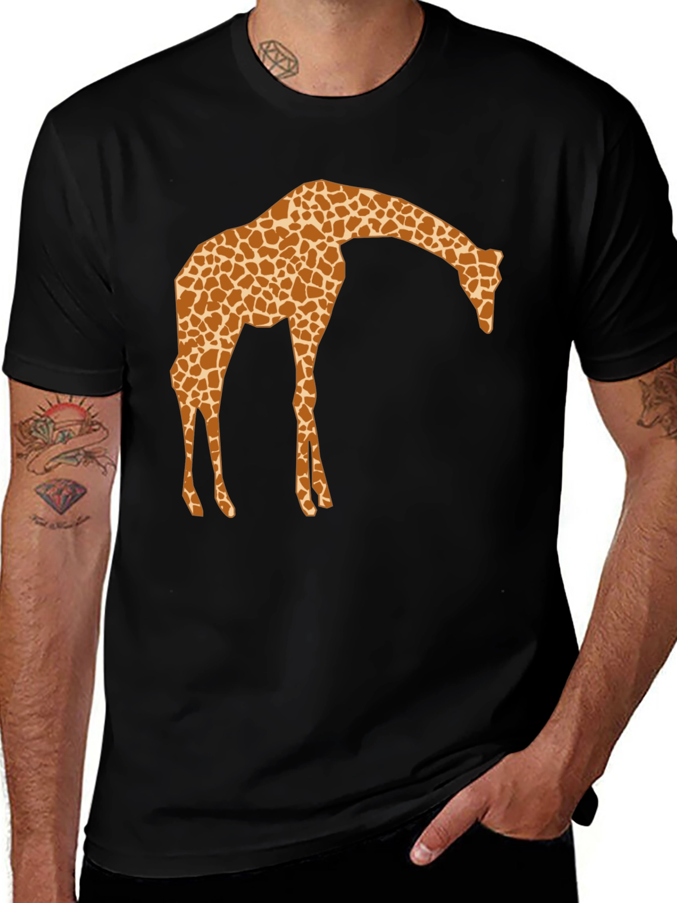 Variant 15 of Giraffe Print Crew Neck T-Shirt