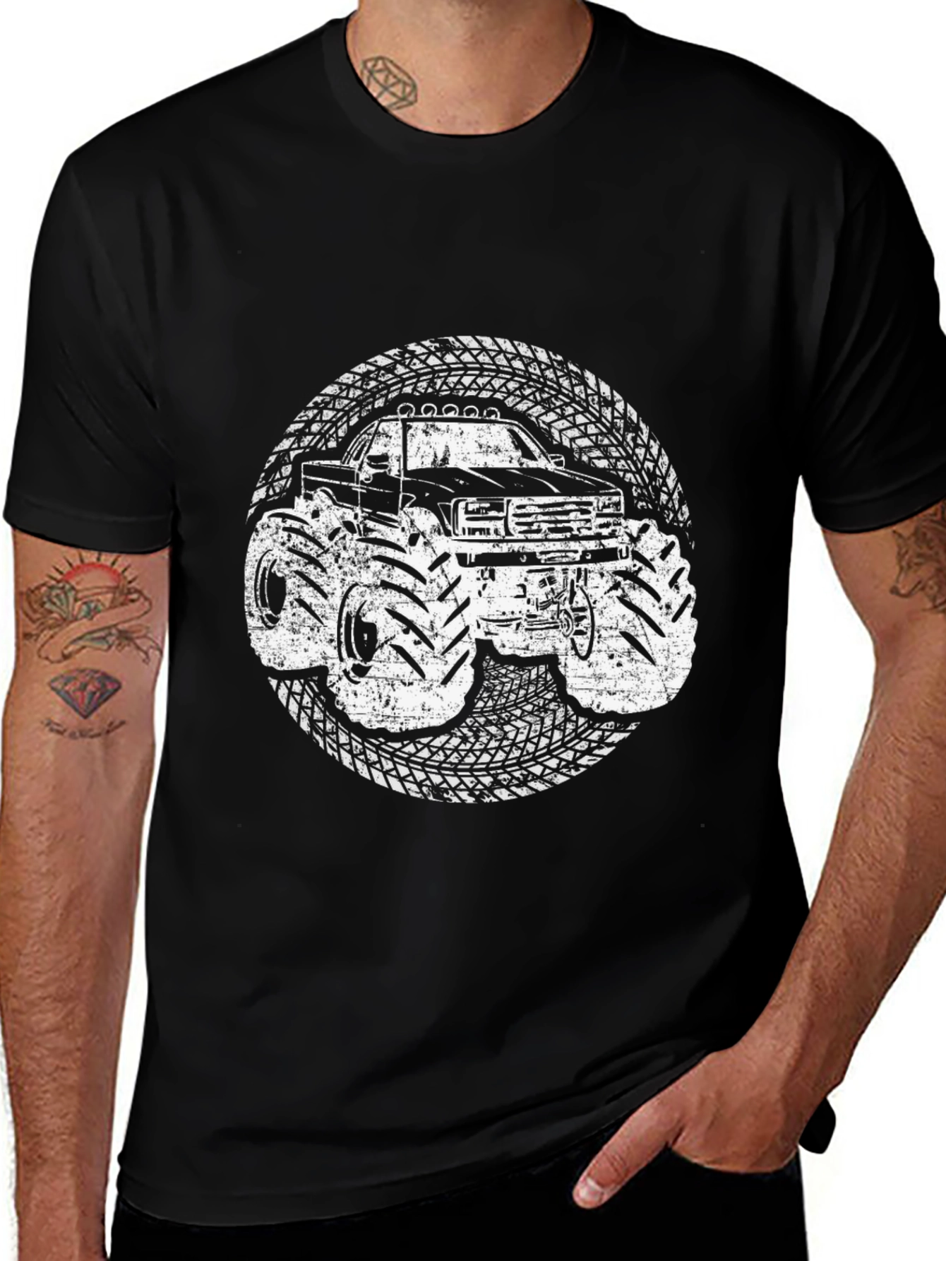 Variant 29 of Monster Truck Graphic Tee - Black Cotton T-Shirt