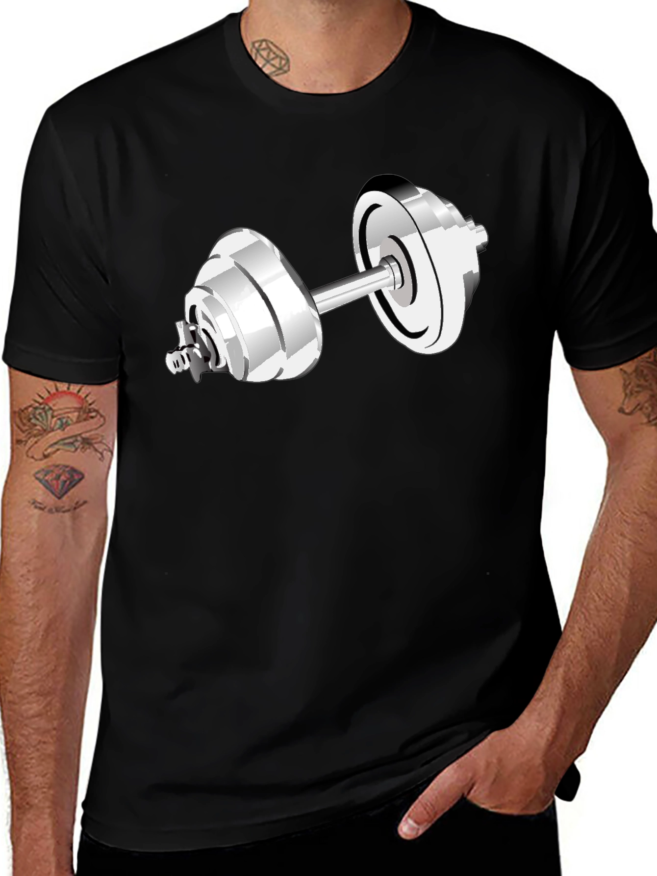 Variant 27 of Weightlifting Dumbbell Graphic T-Shirt - Black