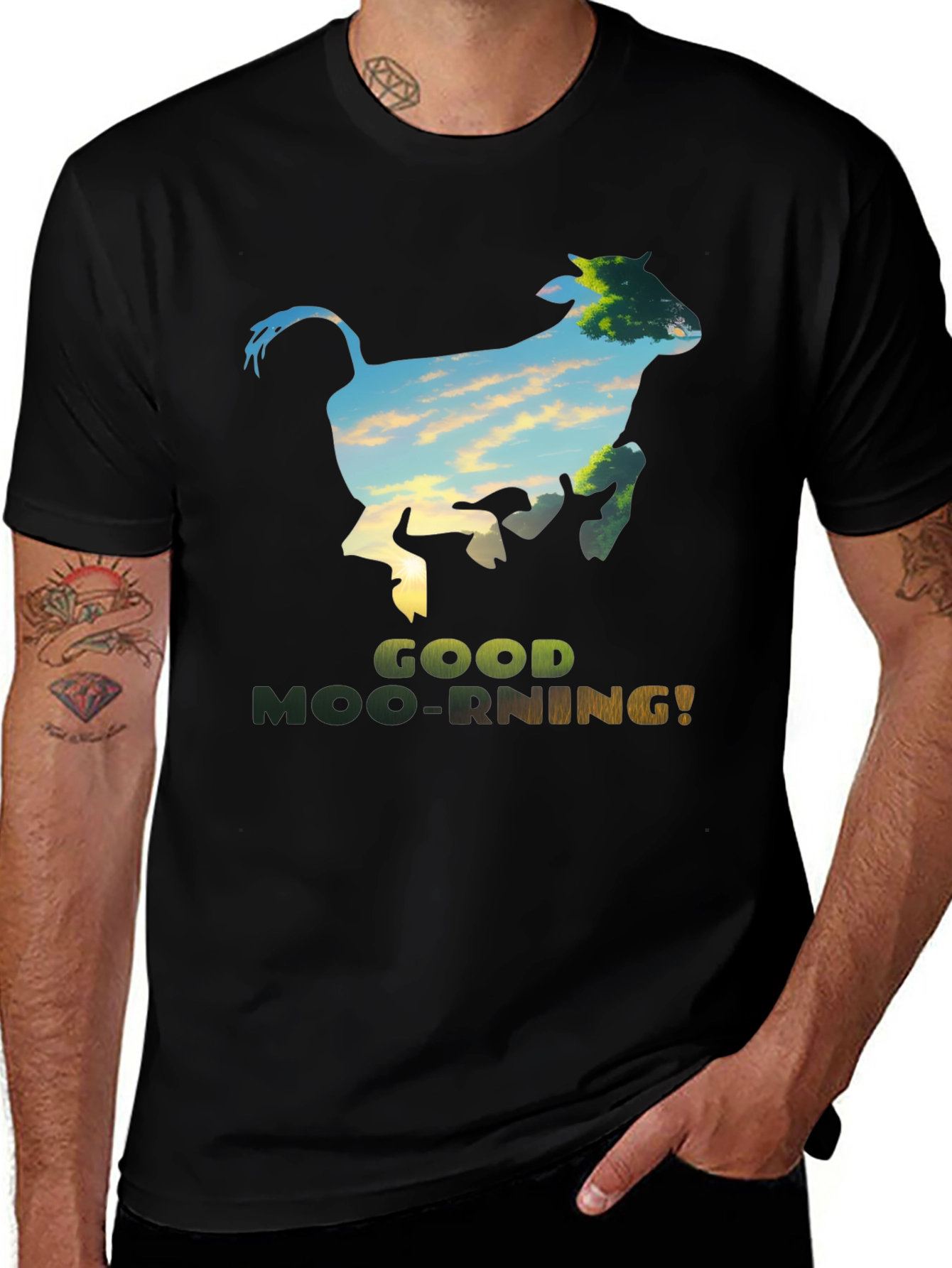 Variant 10 of Good Moo-rning Black Graphic Tee