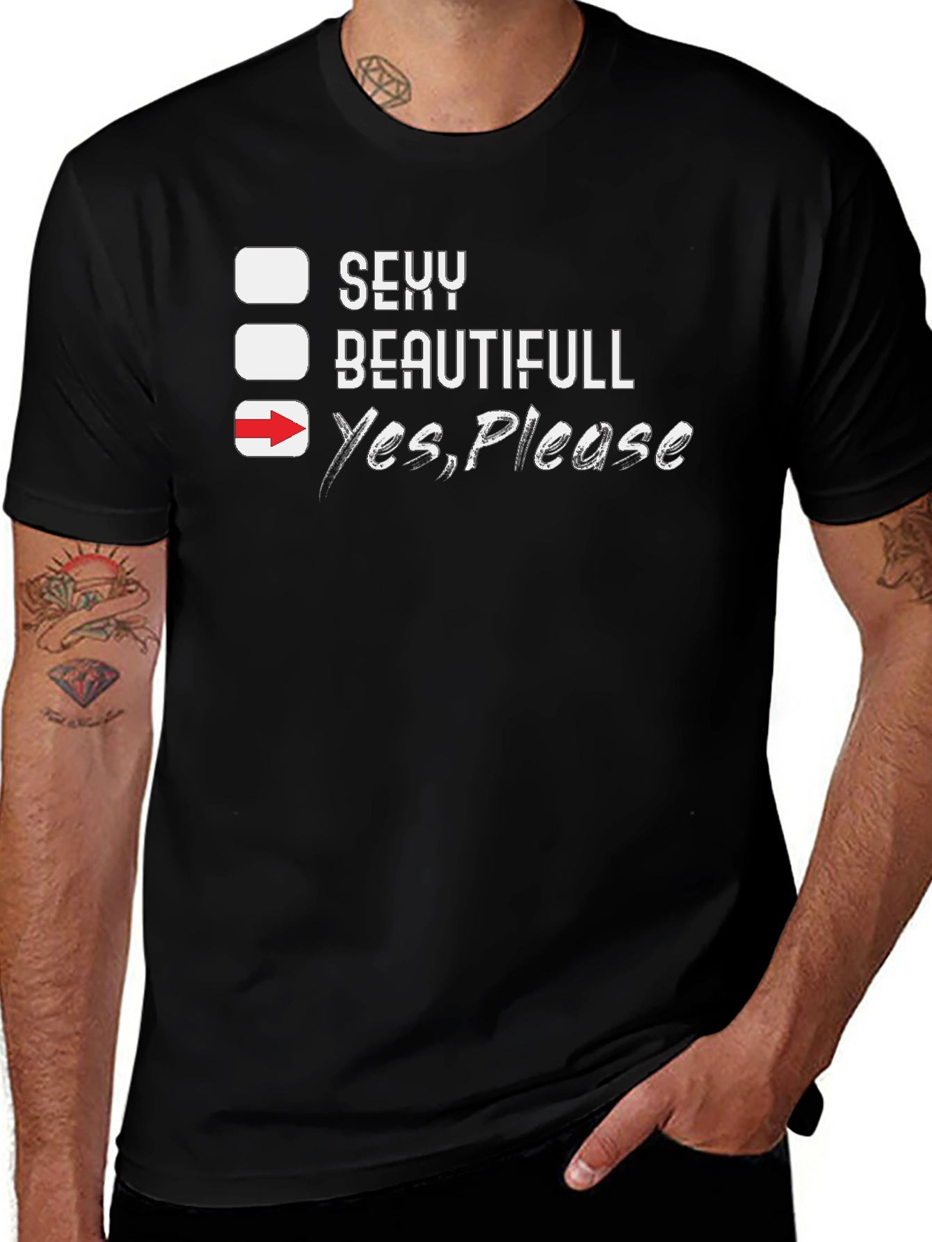 Variant 17 of Funny "Yes, Please" Graphic Tee - Black