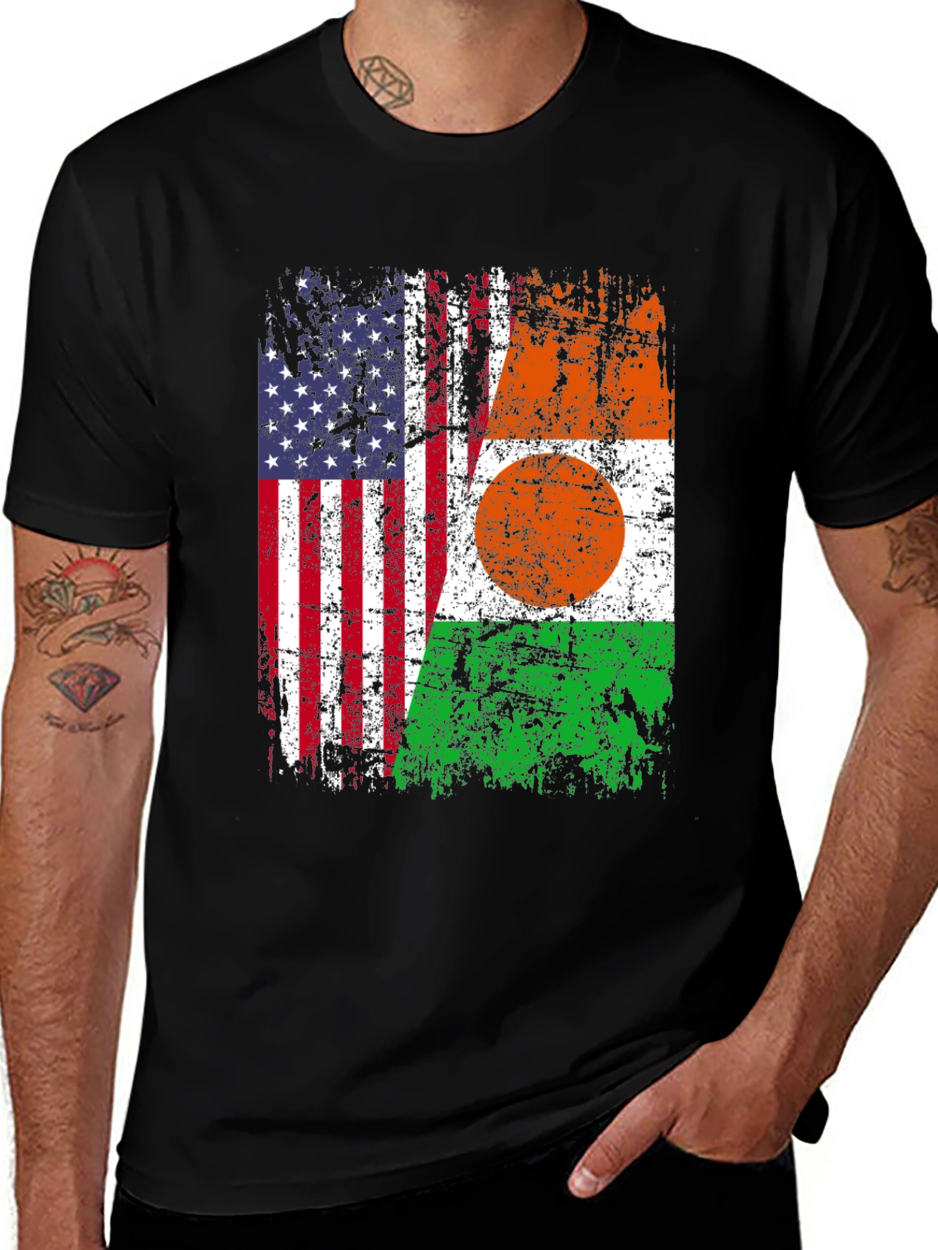USA Niger Flags Graphic T-Shirt