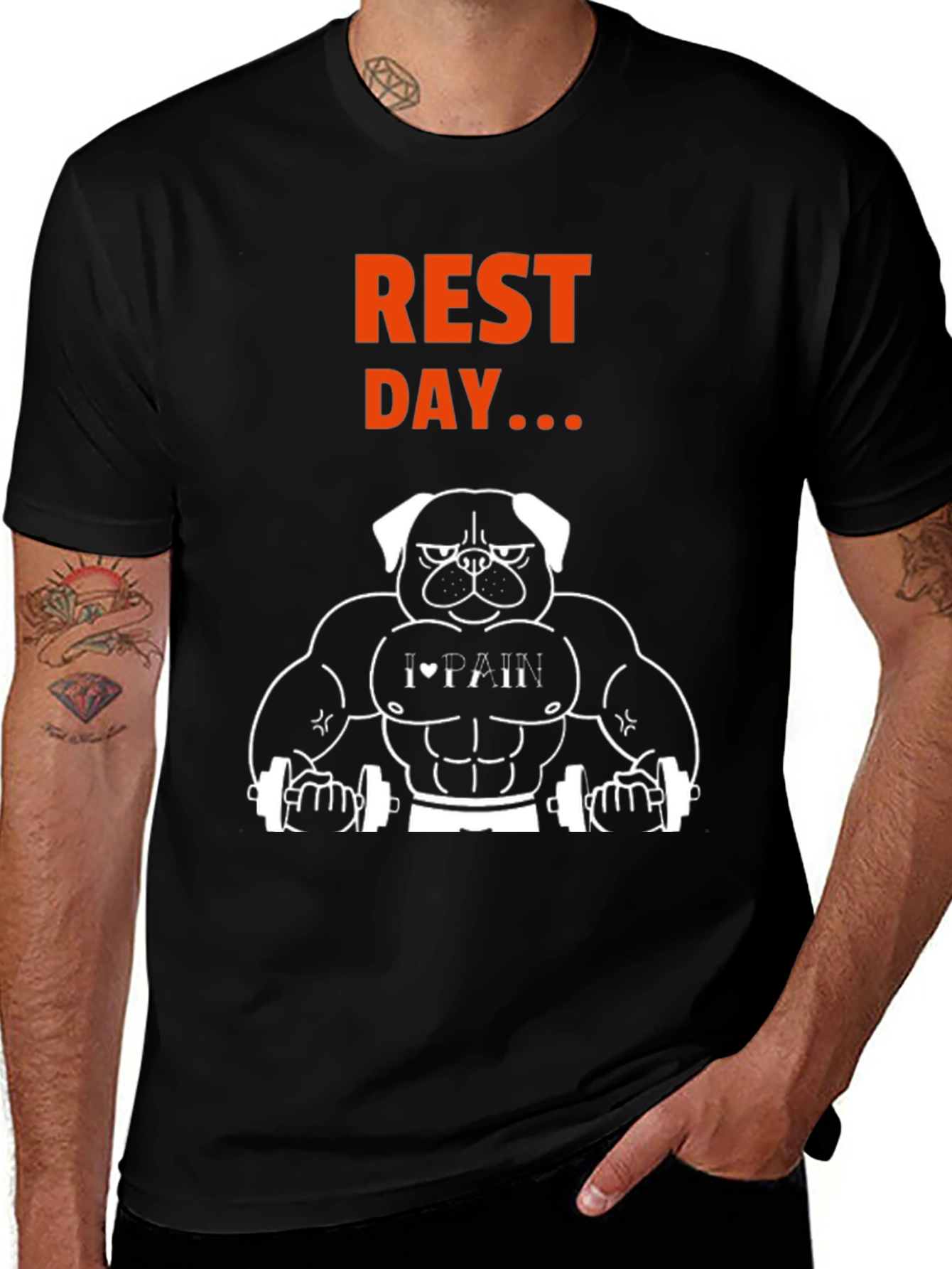 Variant 26 of Rest Day Graphic T-Shirt - Bodybuilding Dog Design