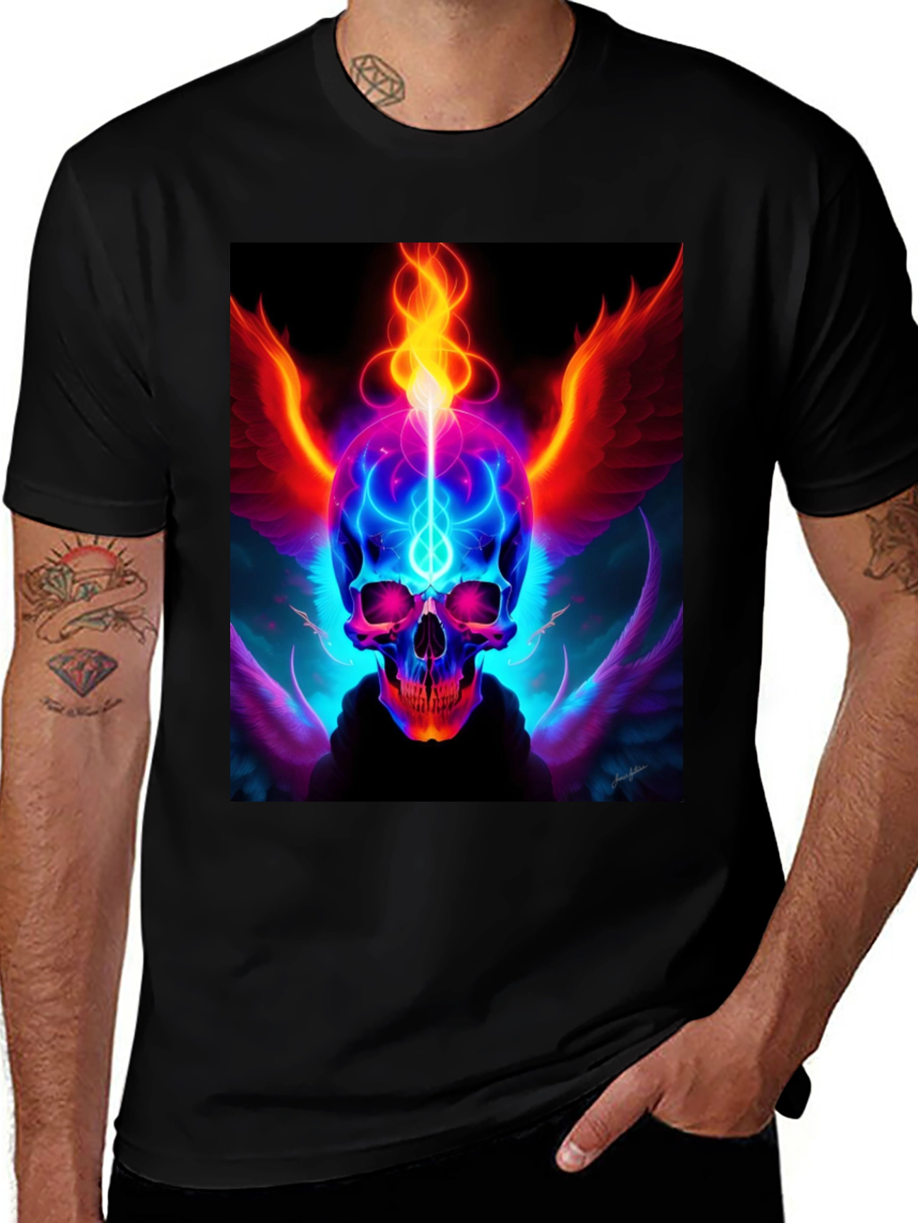 Variant 21 of Fiery Skull Graphic Tee - Edgy Design