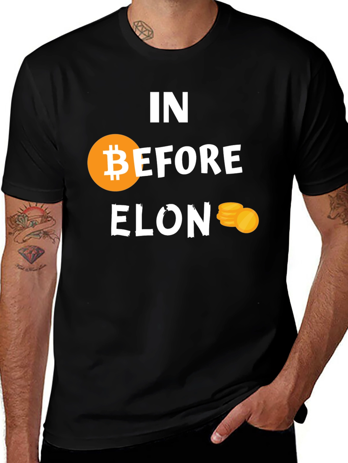 In Bitcoin Before Elon Black Tee