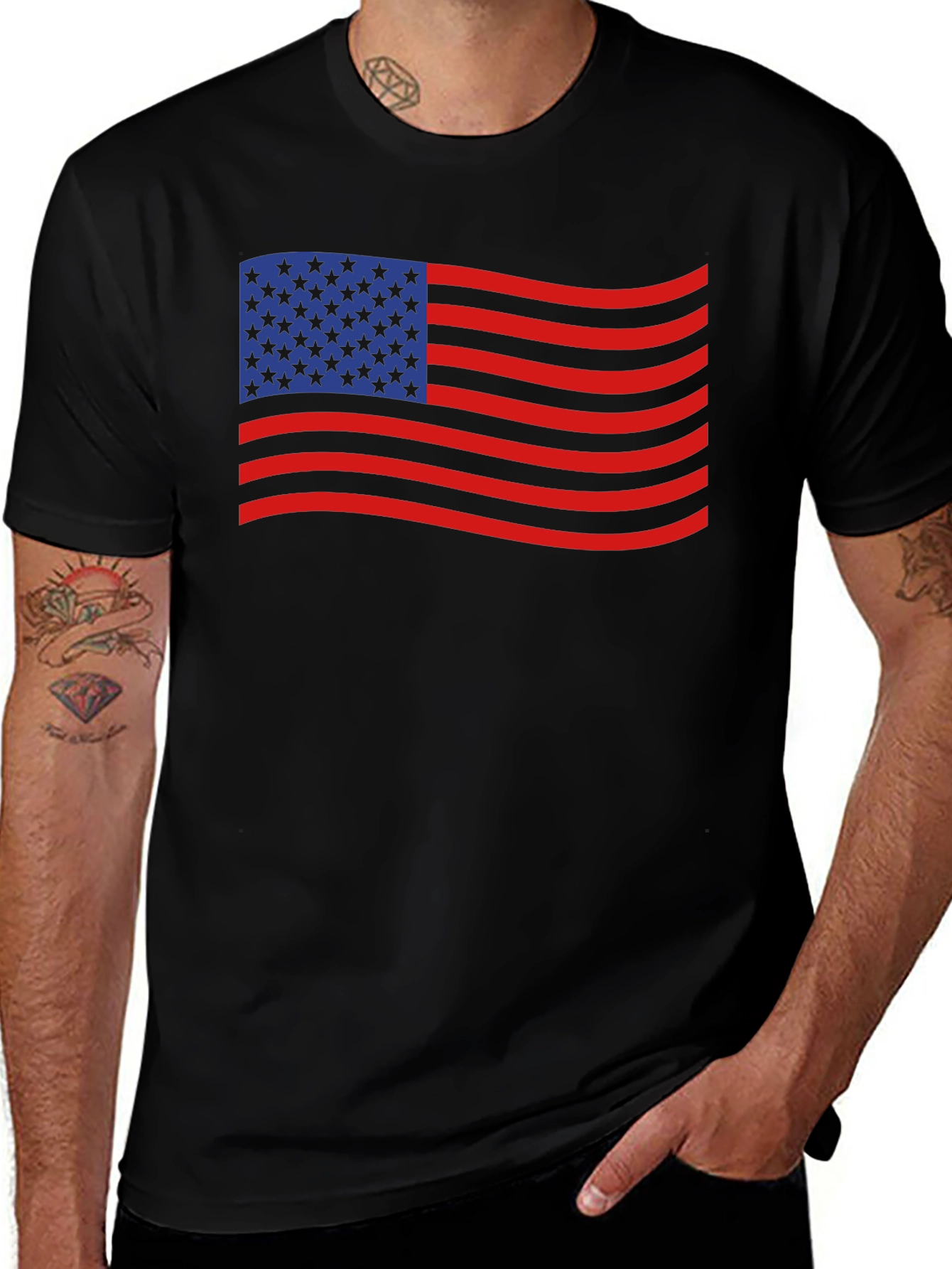 American Flag Waving T-Shirt - Patriotic USA Tee