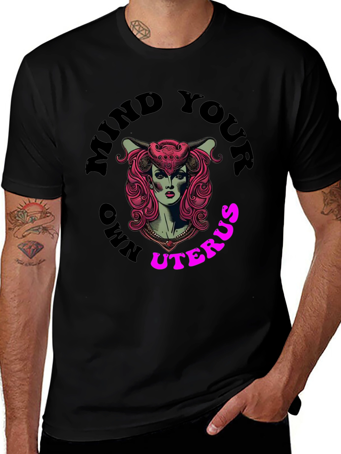 Variant 14 of Mind Your Own Uterus Graphic Tee - Black