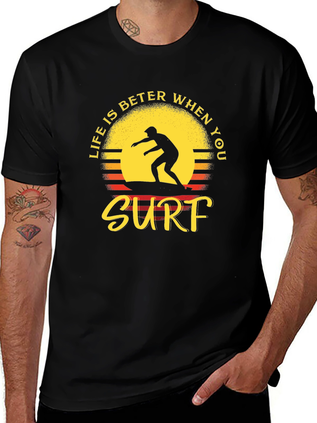 Variant 21 of Life is Better When You Surf Black T-Shirt