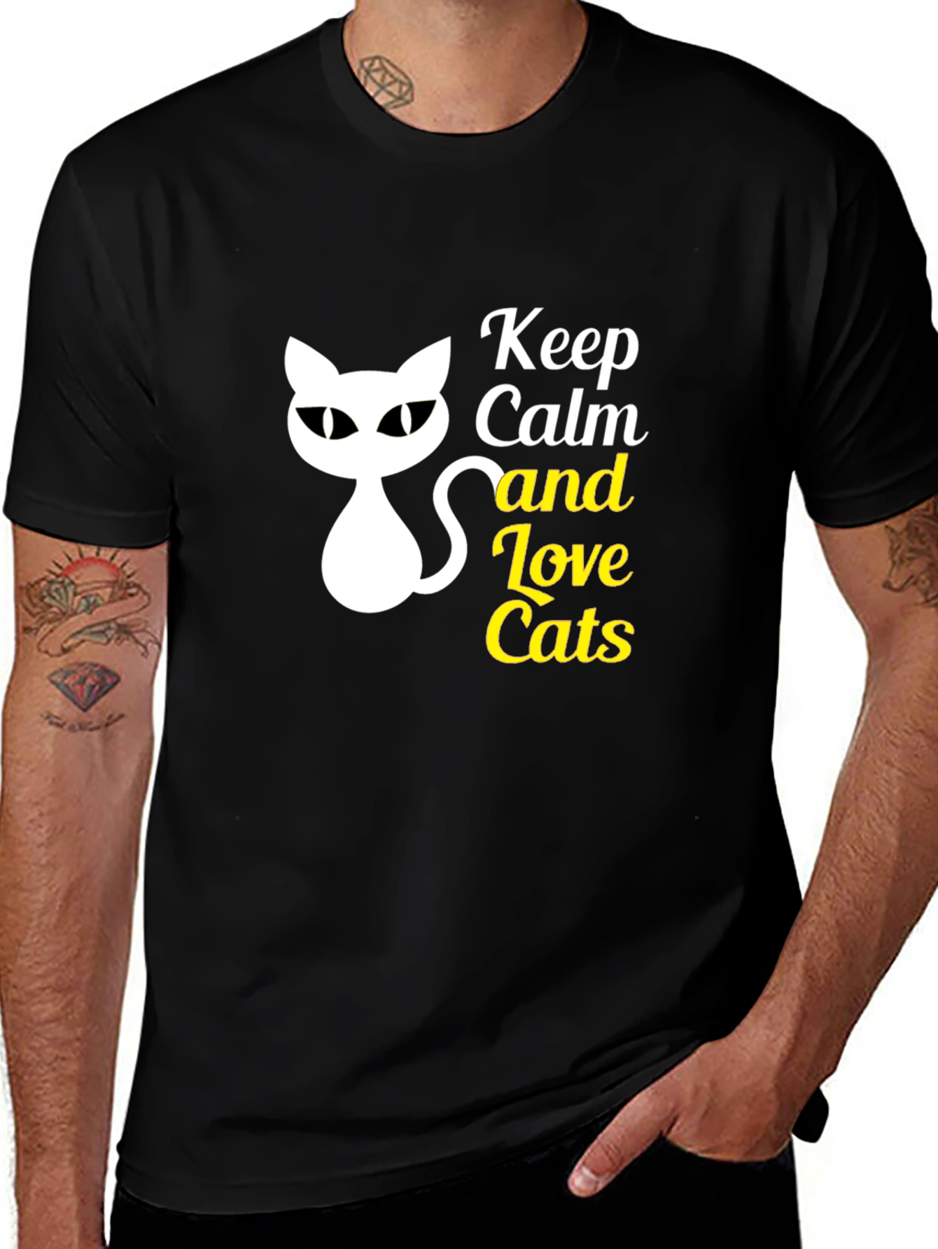 Variant 20 of Keep Calm and Love Cats Black T-Shirt