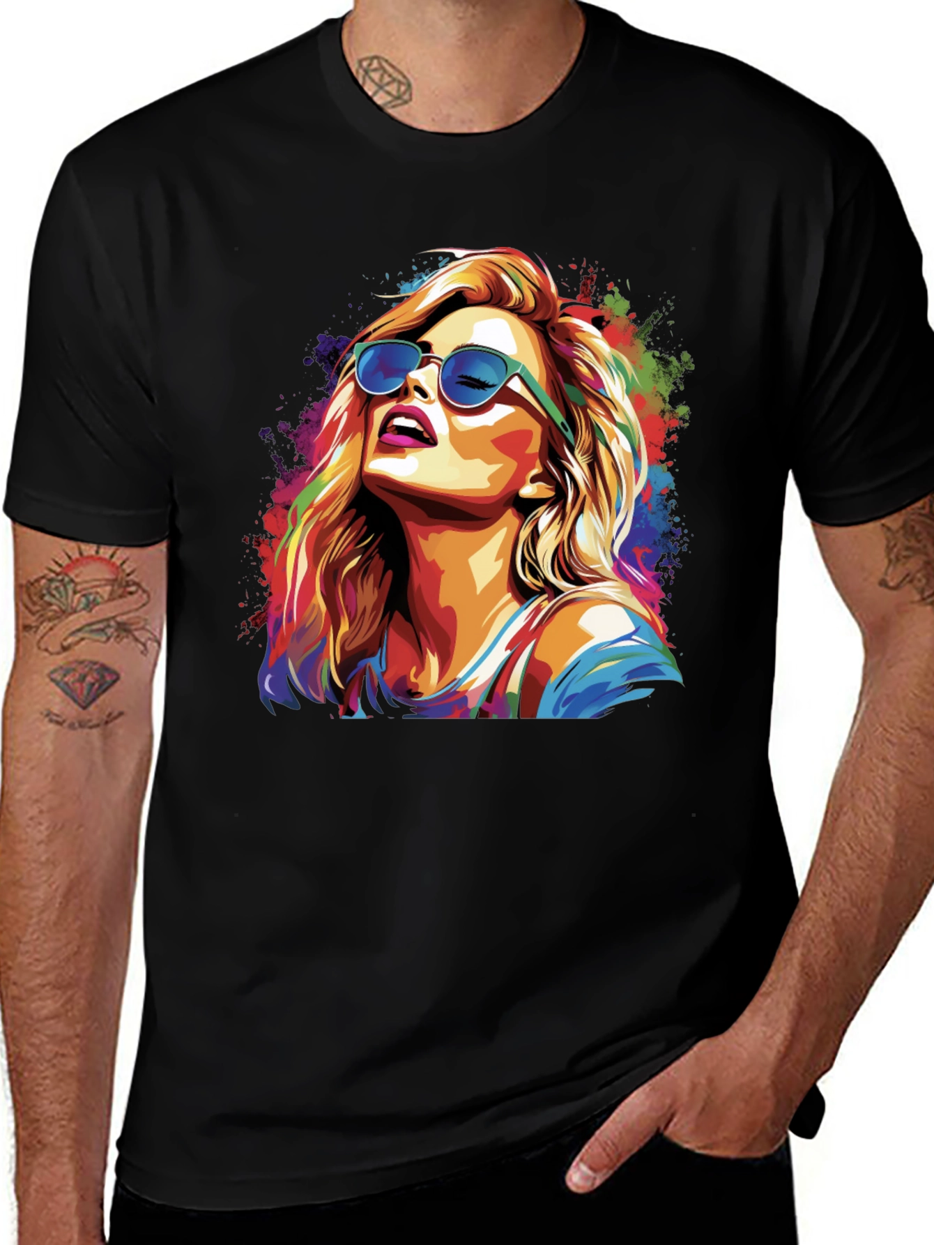 Variant 28 of Vibrant Woman Graphic Print Black T-Shirt