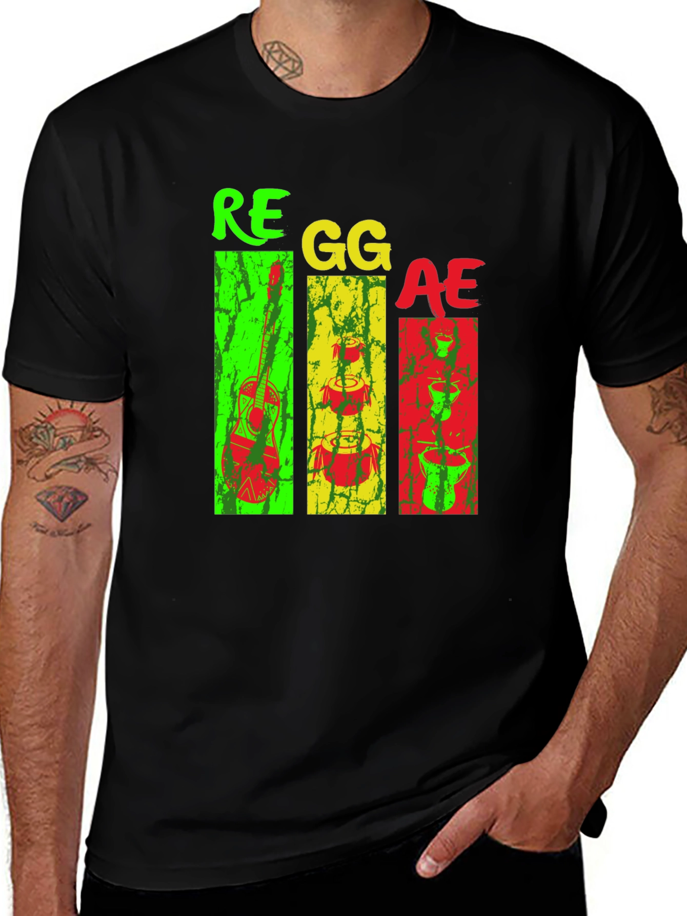 Variant 10 of Reggae Music T-Shirt, Jamaican Rasta Graphic Tee