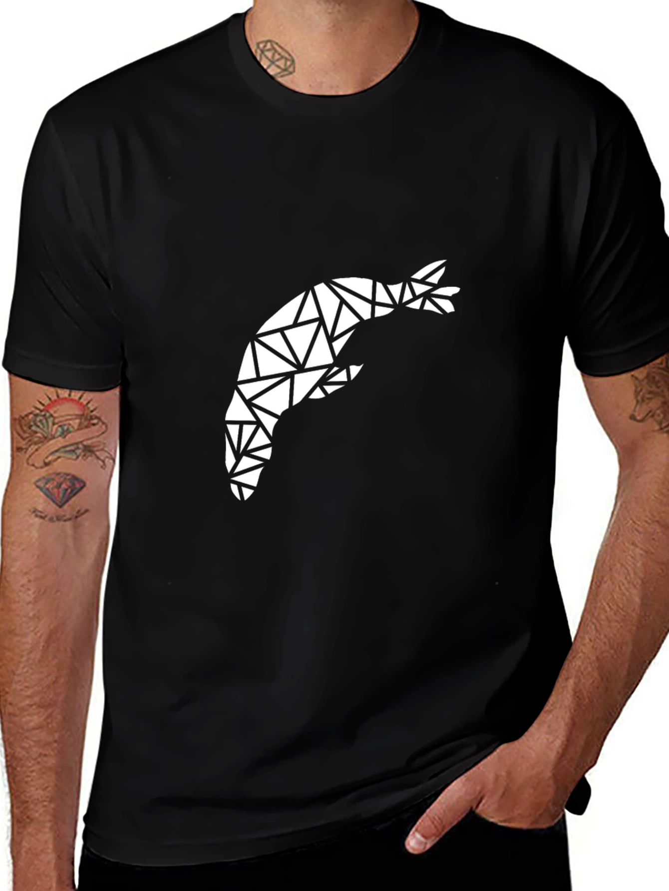 Variant 27 of Geometric Shrimp Graphic Tee - Black