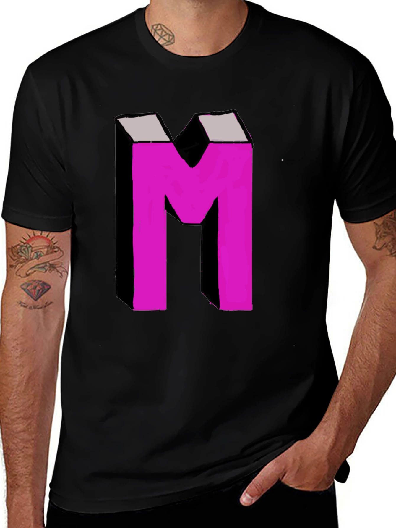 Bold 'M' Graphic Tee - Black