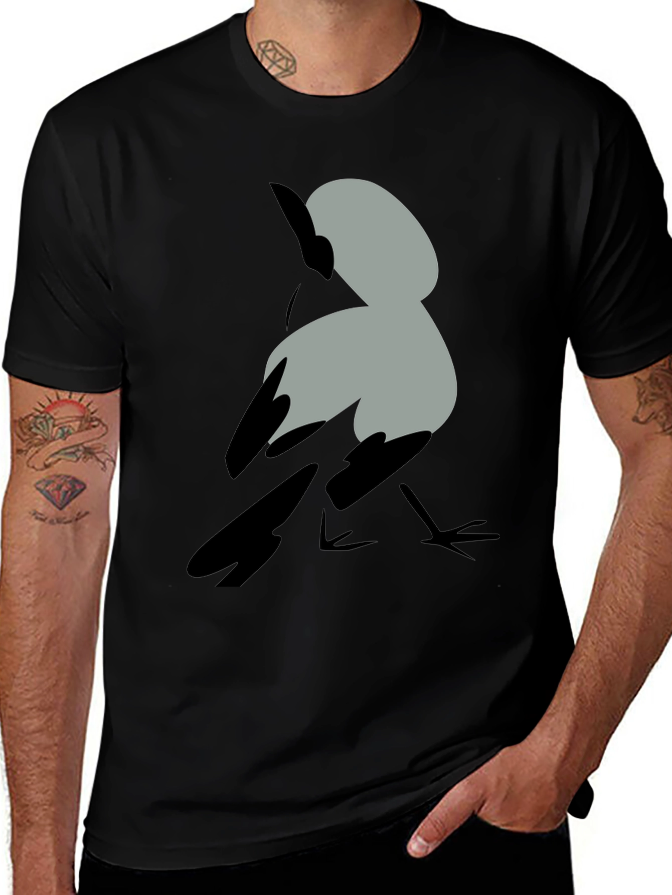 Variant 4 of Abstract Bird Graphic T-Shirt - Modern Casual Wear