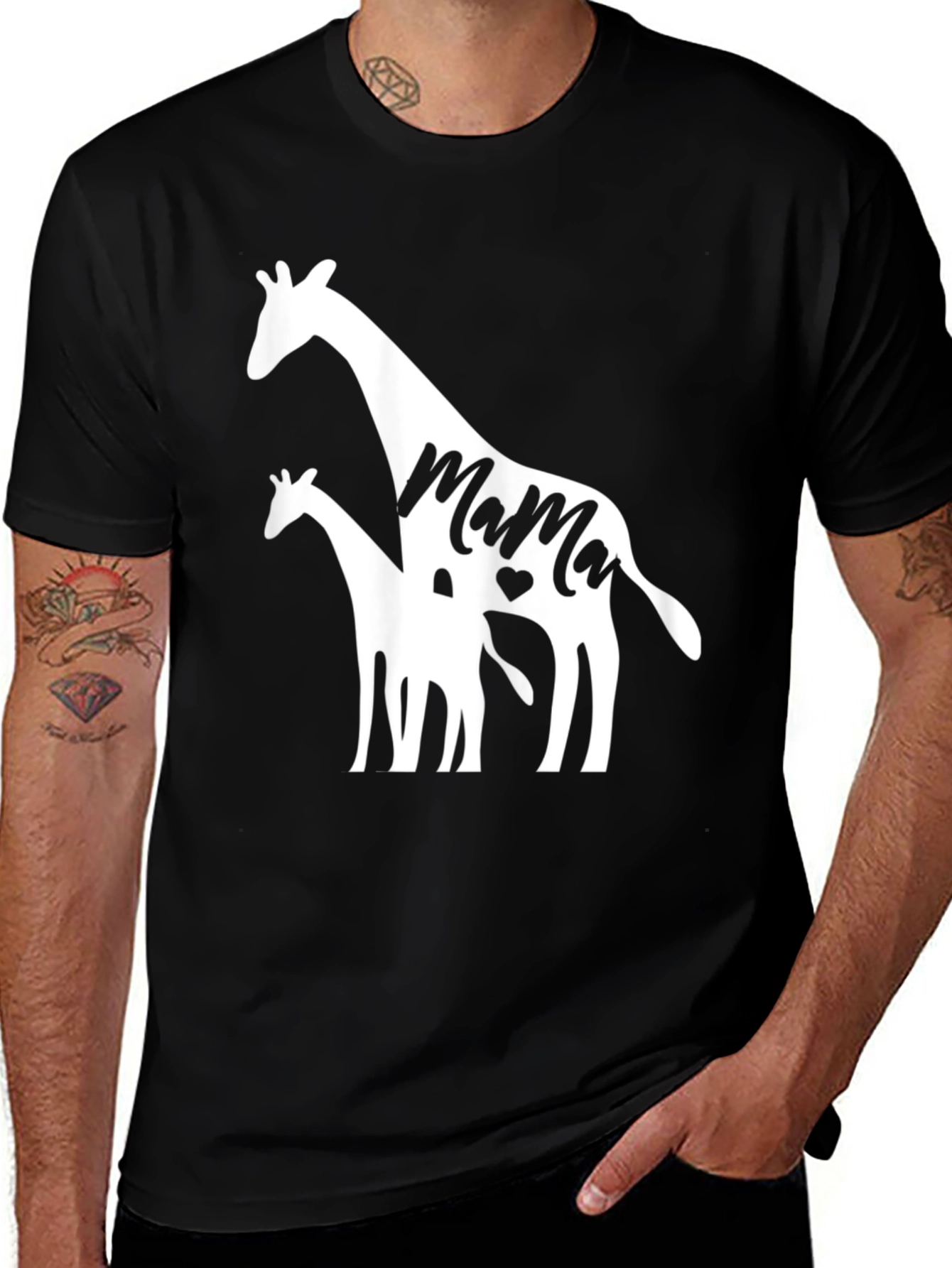 Variant 4 of Mama Giraffe T-Shirt - Cute Graphic Tee