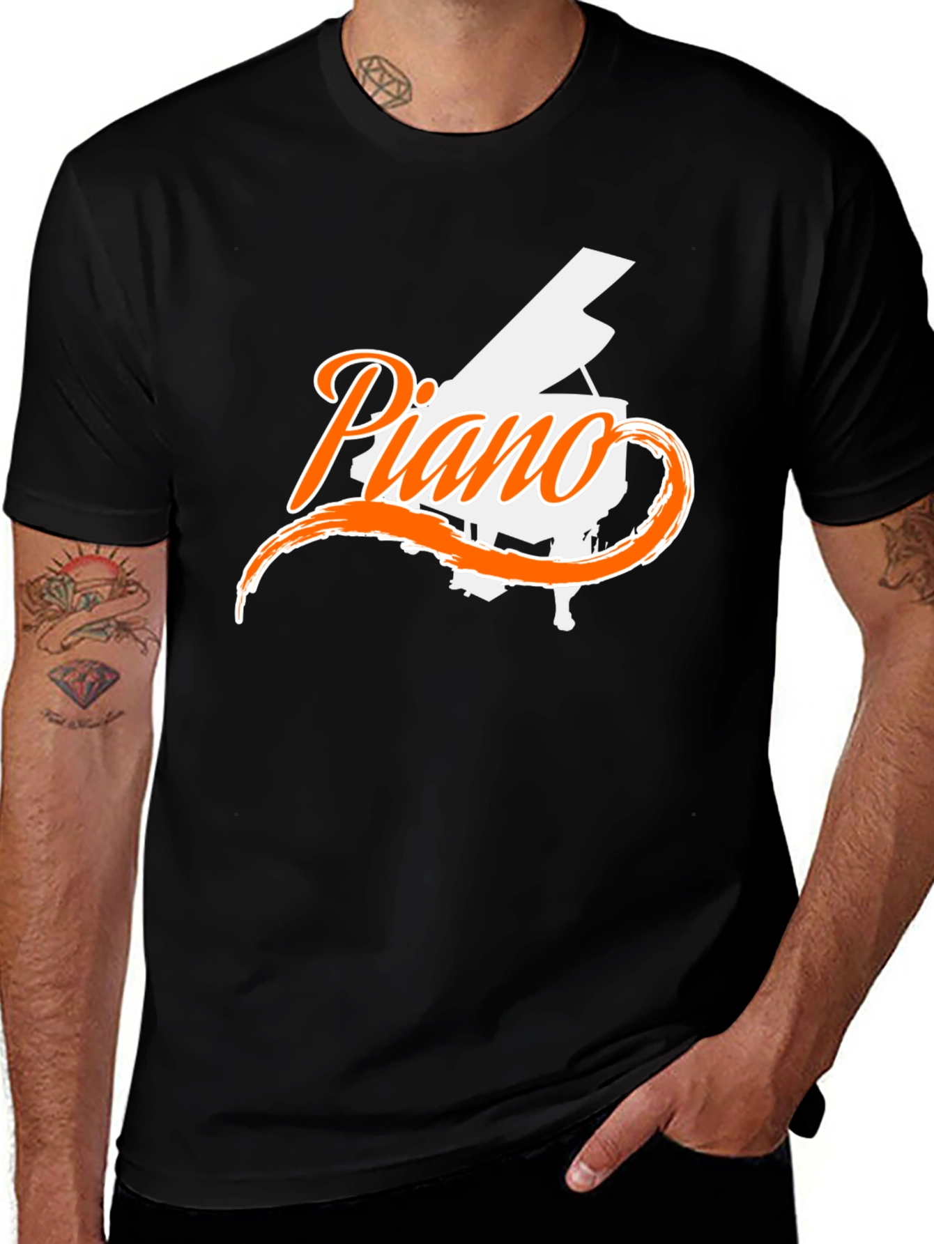 Variant 2 of Piano Graphic Black T-Shirt
