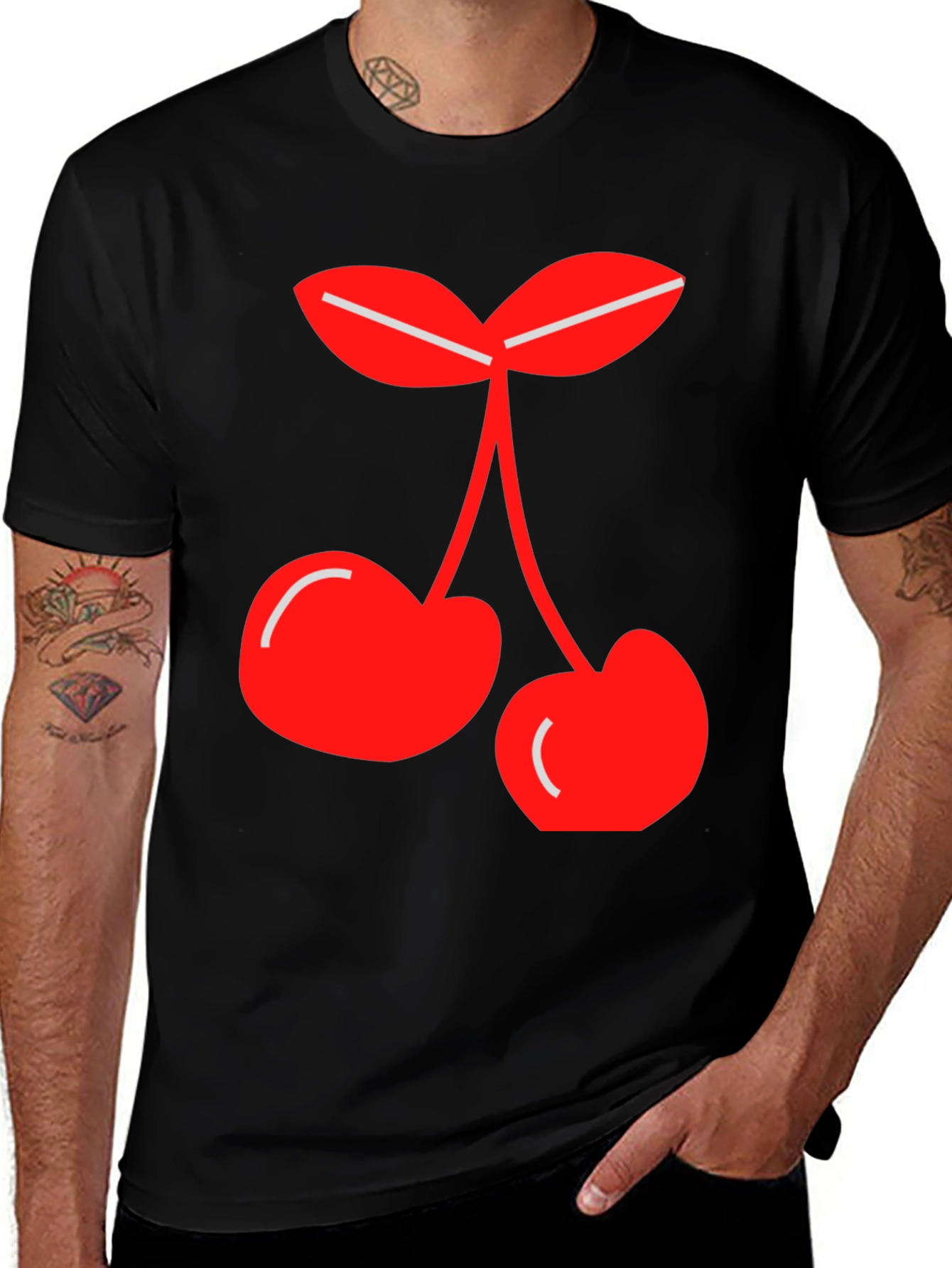 Variant 30 of Cherry Graphic Tee - Black Casual Shirt