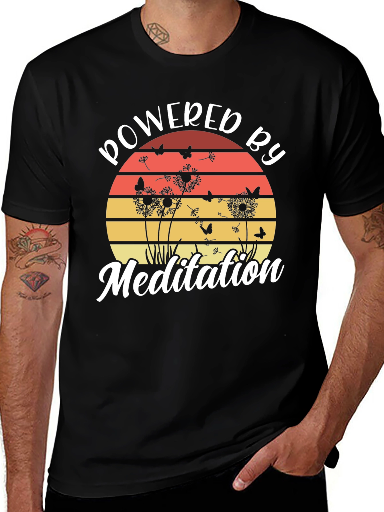 Black Powered by Meditation T-Shirt main image