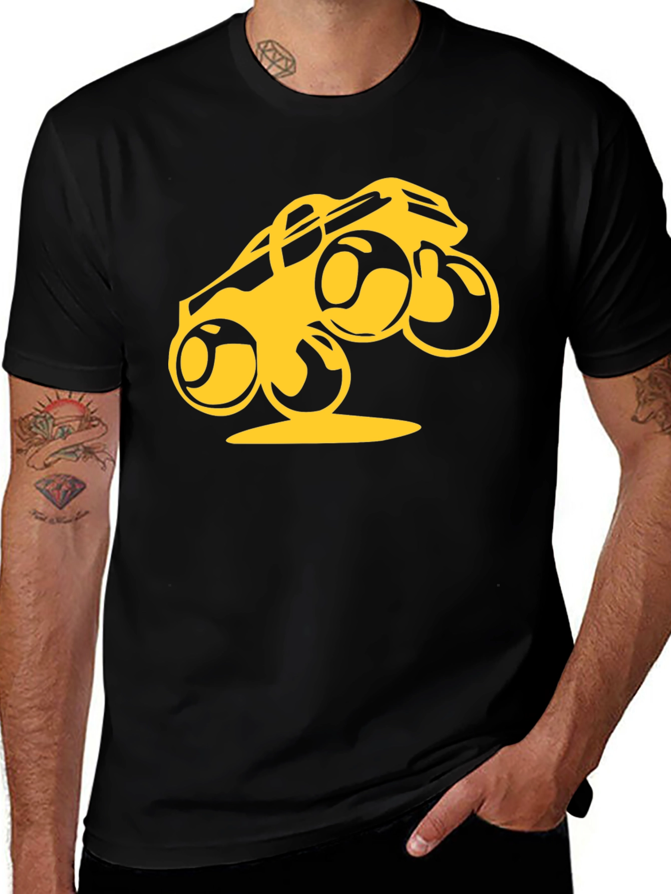 Variant 6 of Monster Truck Graphic Tee - Bold Yellow Print on Black