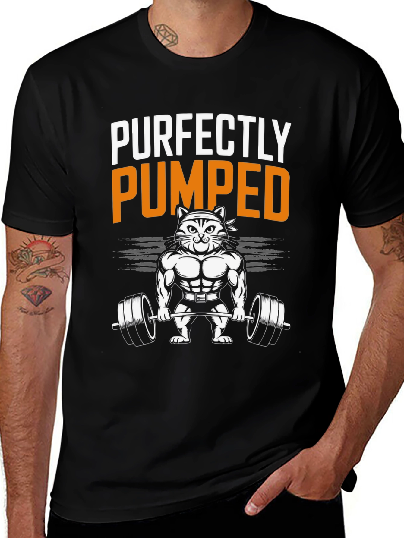 Variant 4 of Purrfectly Pumped Cat Gym T-Shirt