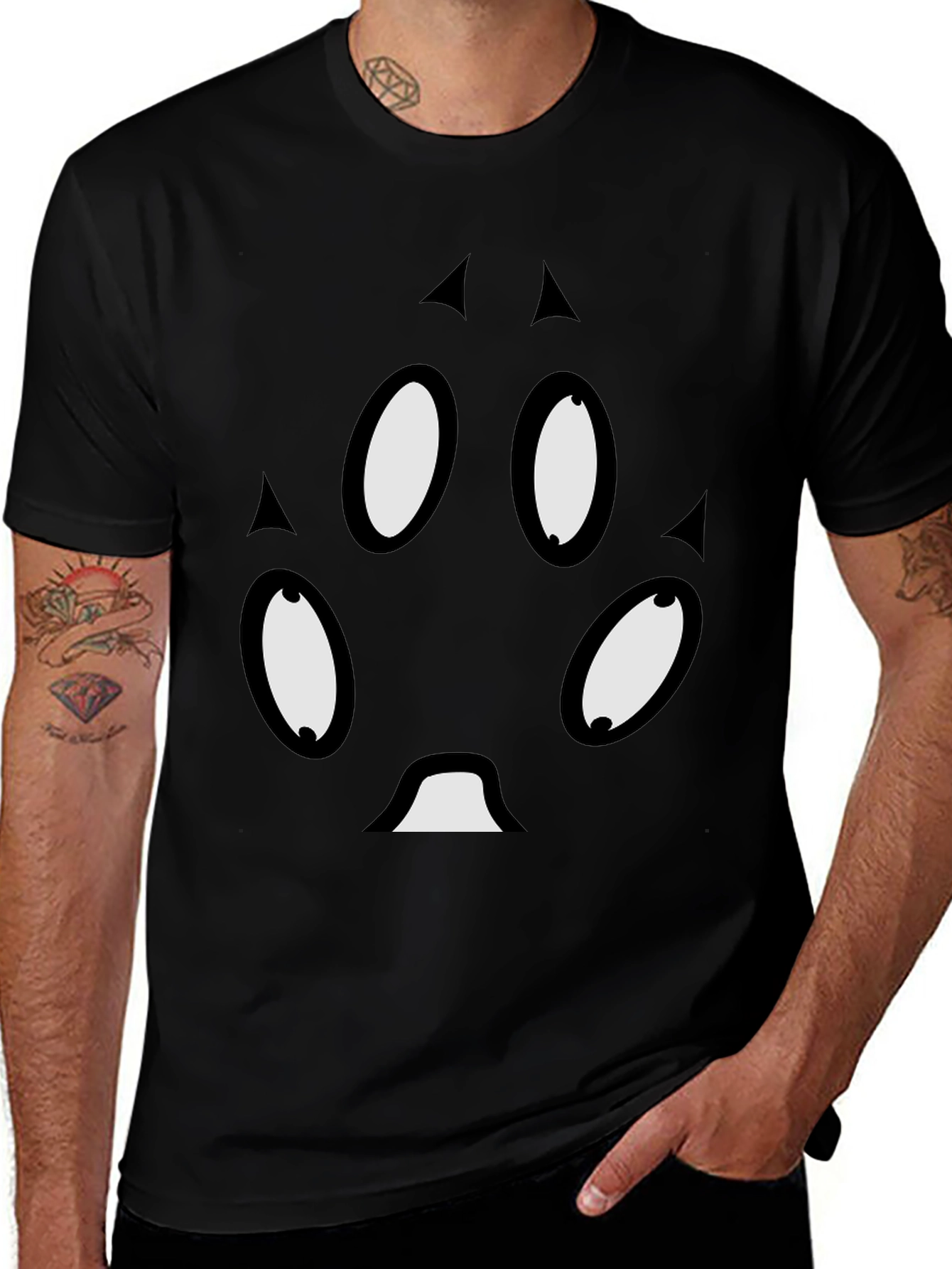 Variant 17 of Unique Cartoon Face Black T-Shirt