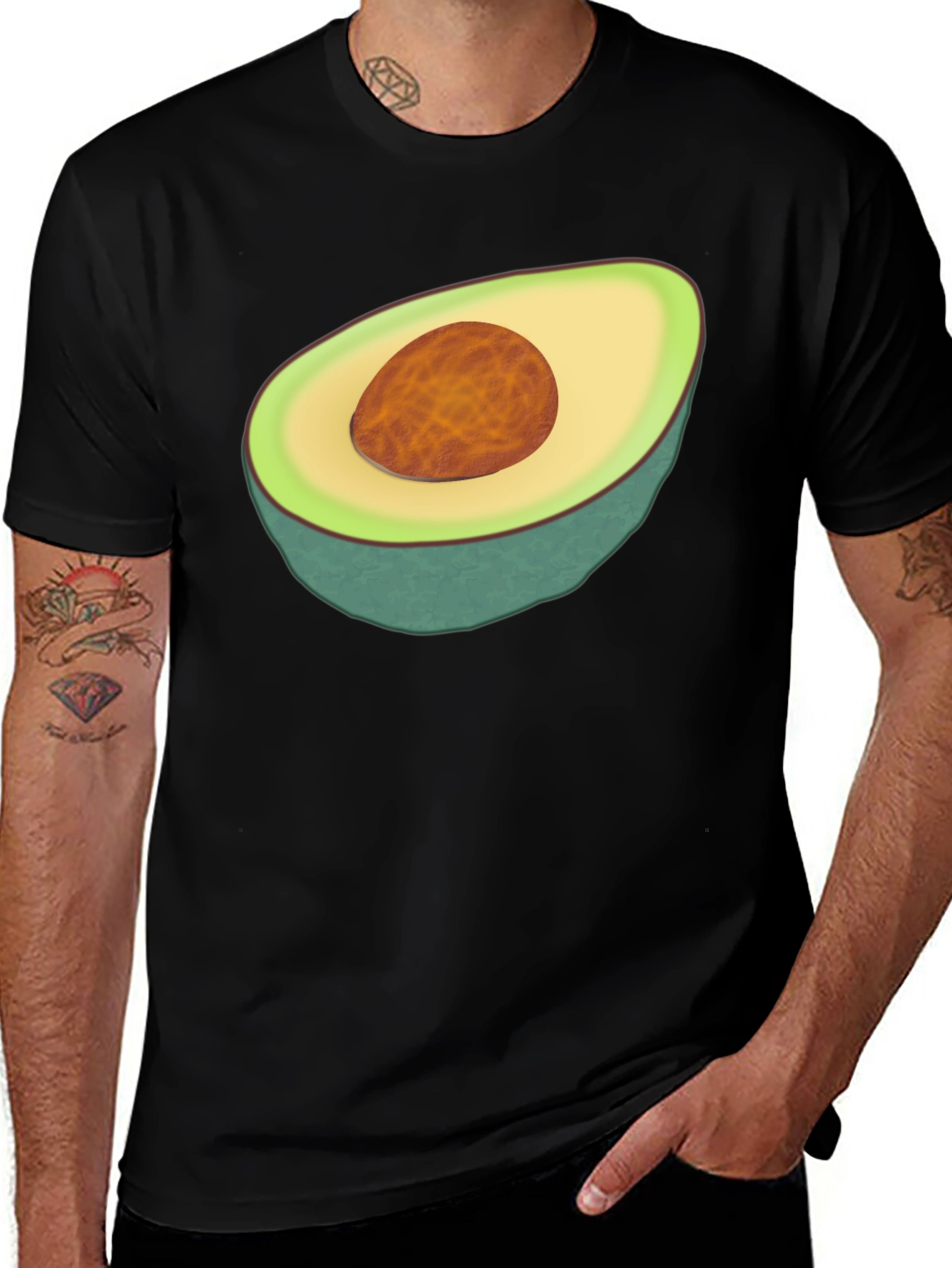 Variant 13 of Avocado Graphic Tee - Black Cotton Comfort