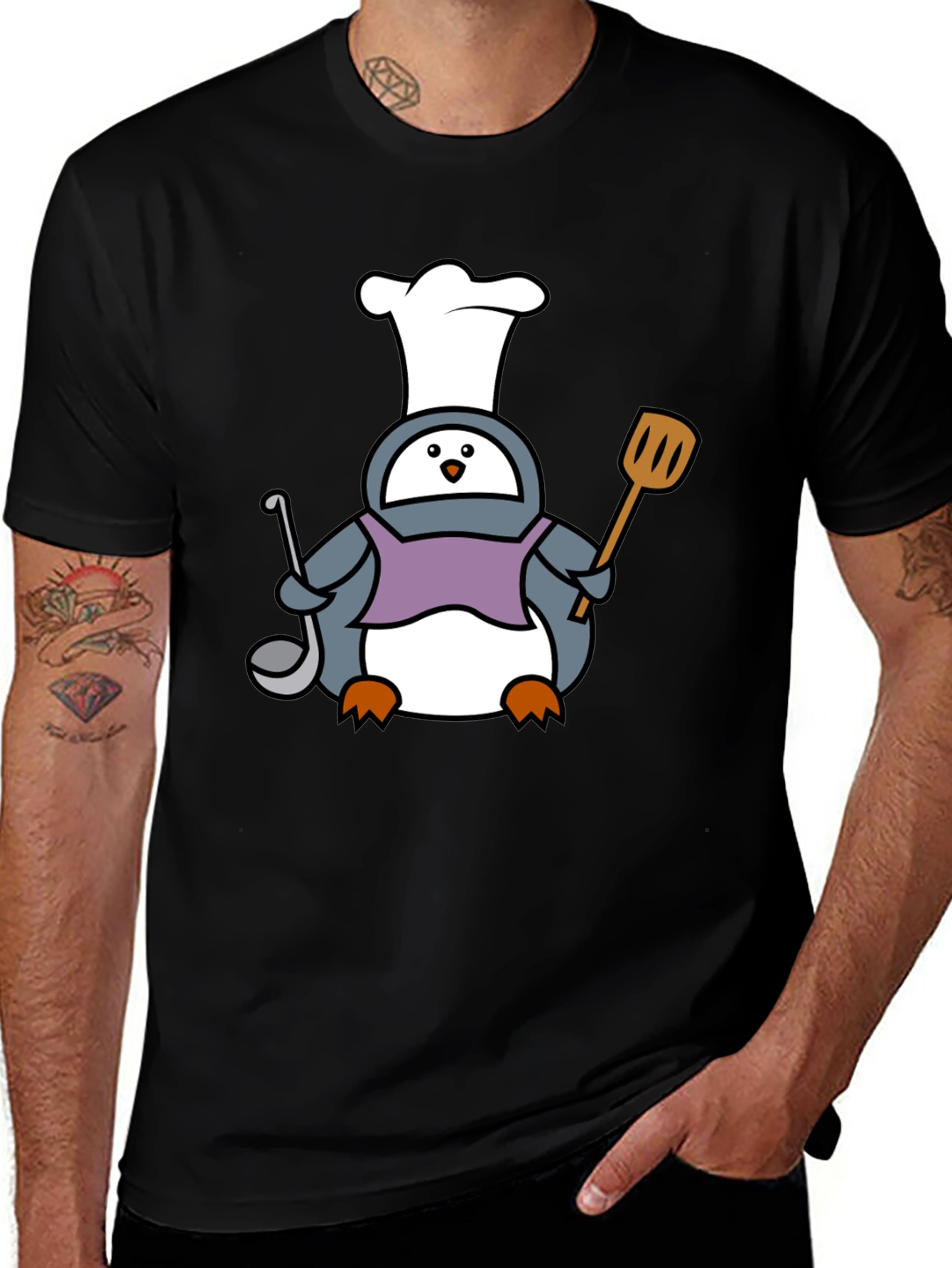 Variant 11 of Penguin Chef Graphic T-Shirt - Novelty Cook Tee