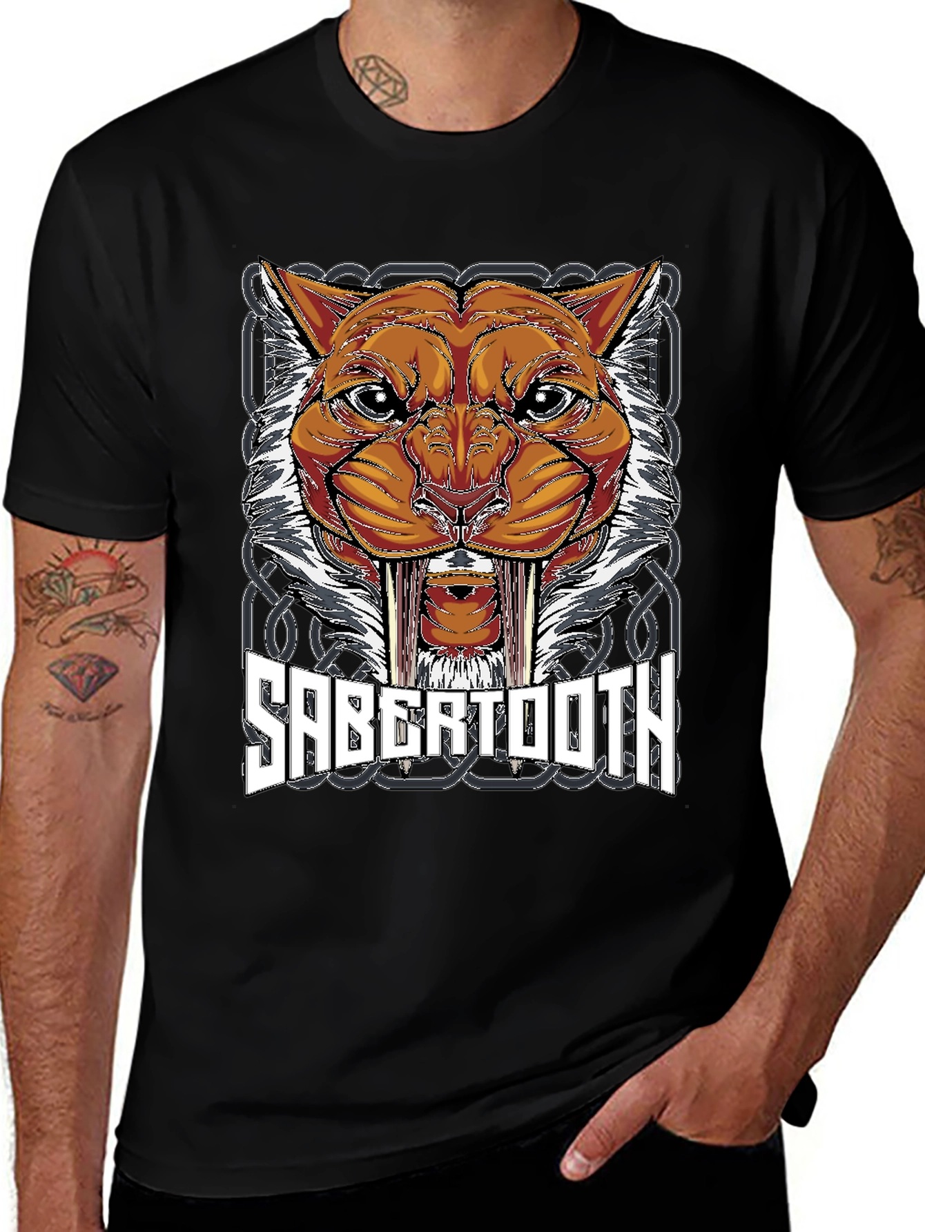 Variant 22 of Sabertooth Tiger Graphic Print T-Shirt
