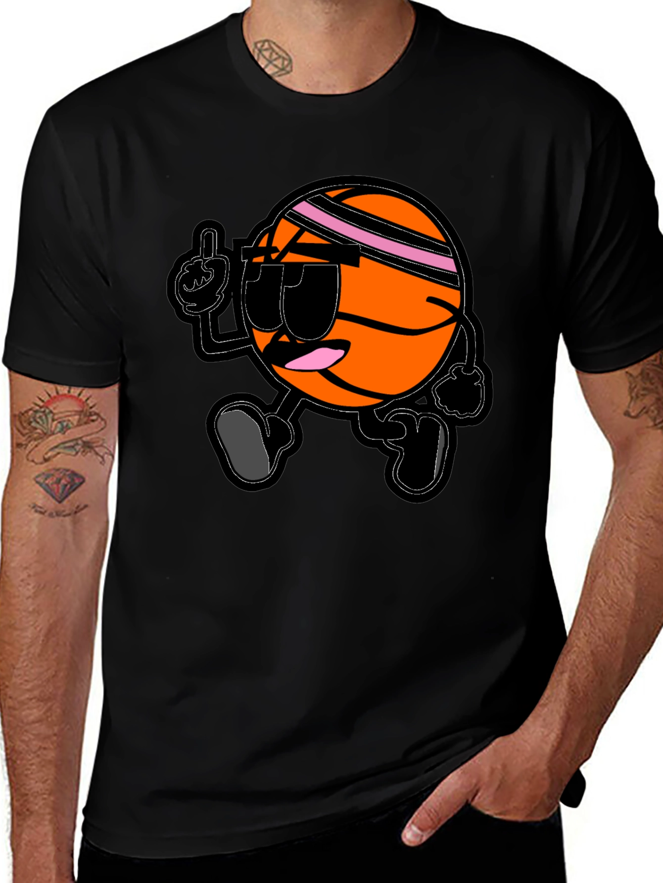 Variant 3 of Cool Basketball Cartoon Black T-Shirt
