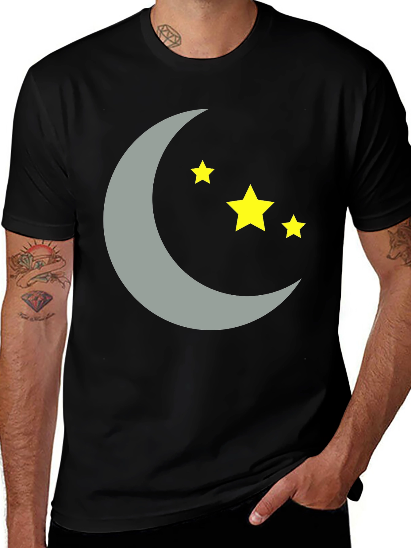 Variant 30 of Black Tee with Moon & Stars Graphic