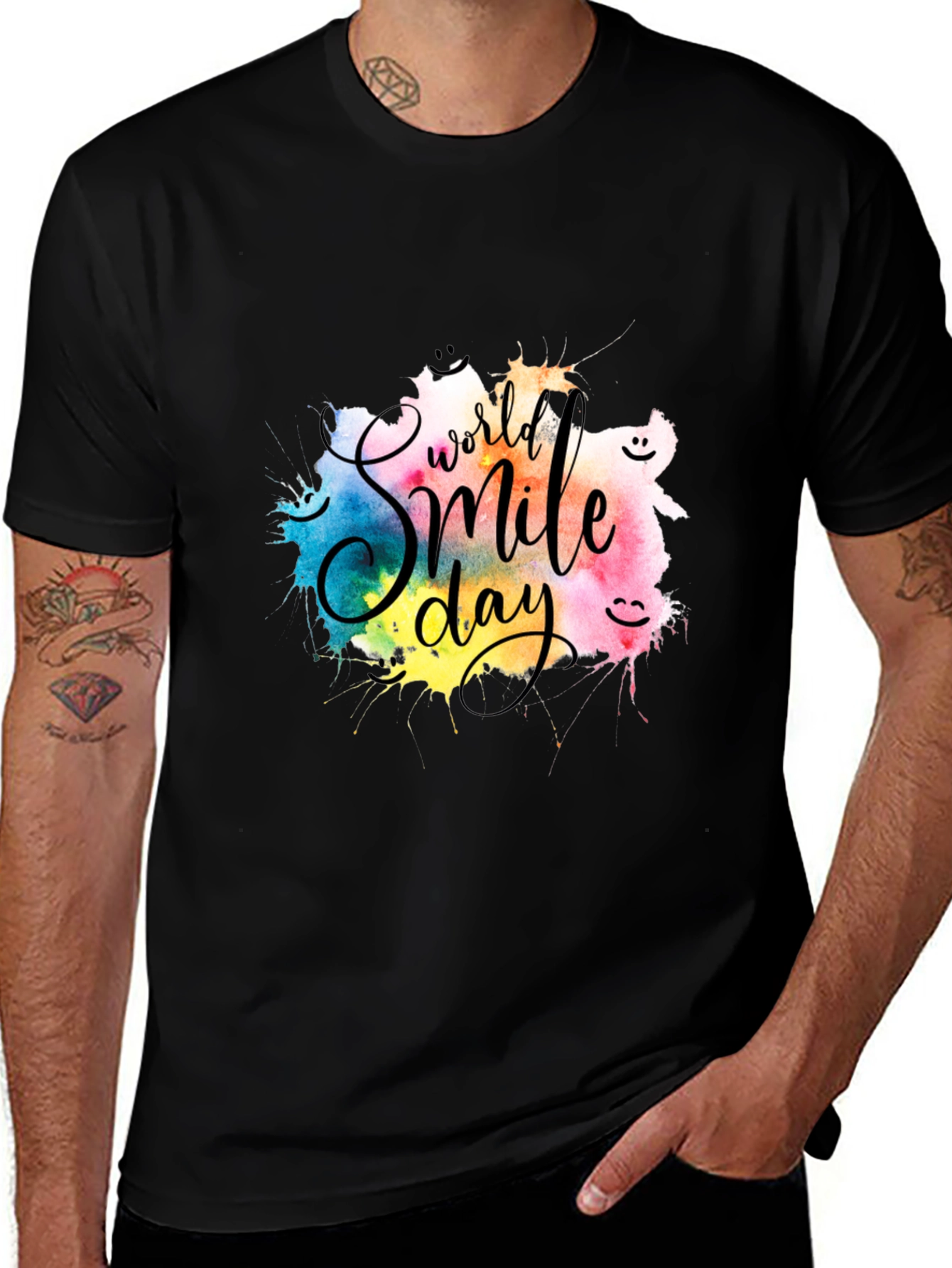 Variant 9 of World Smile Day Graphic Black T-Shirt