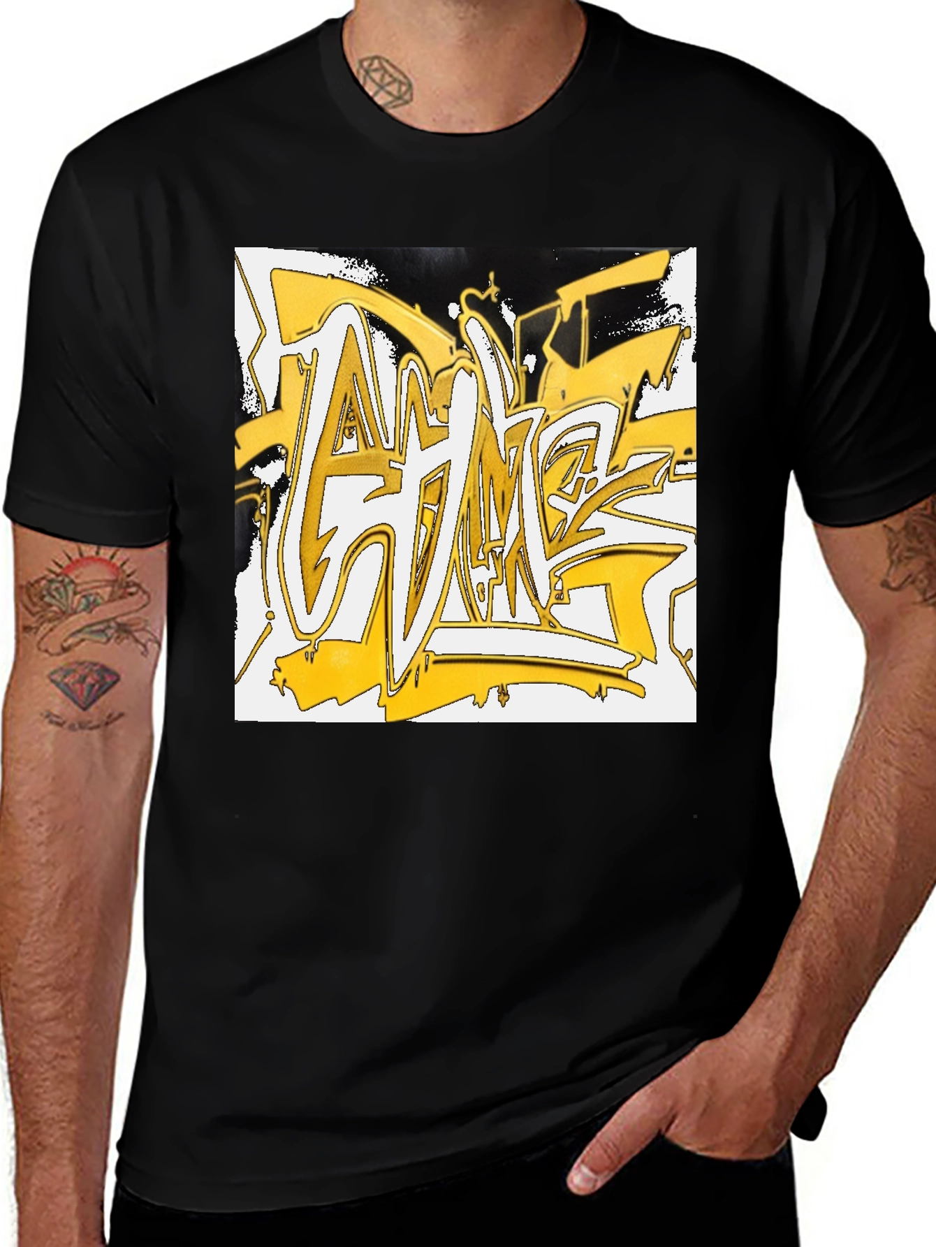 Variant 28 of Urban Graffiti Graphic Tee - Black