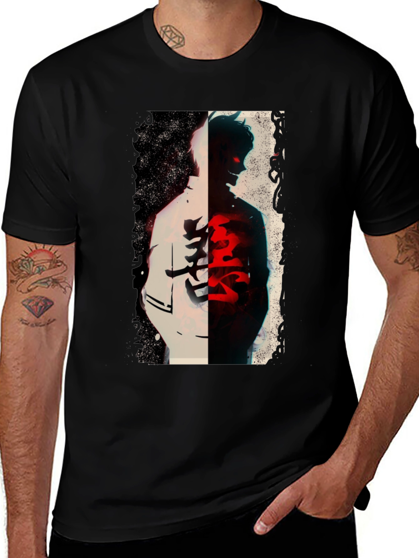 Variant 26 of Anime Graphic Print Black T-Shirt