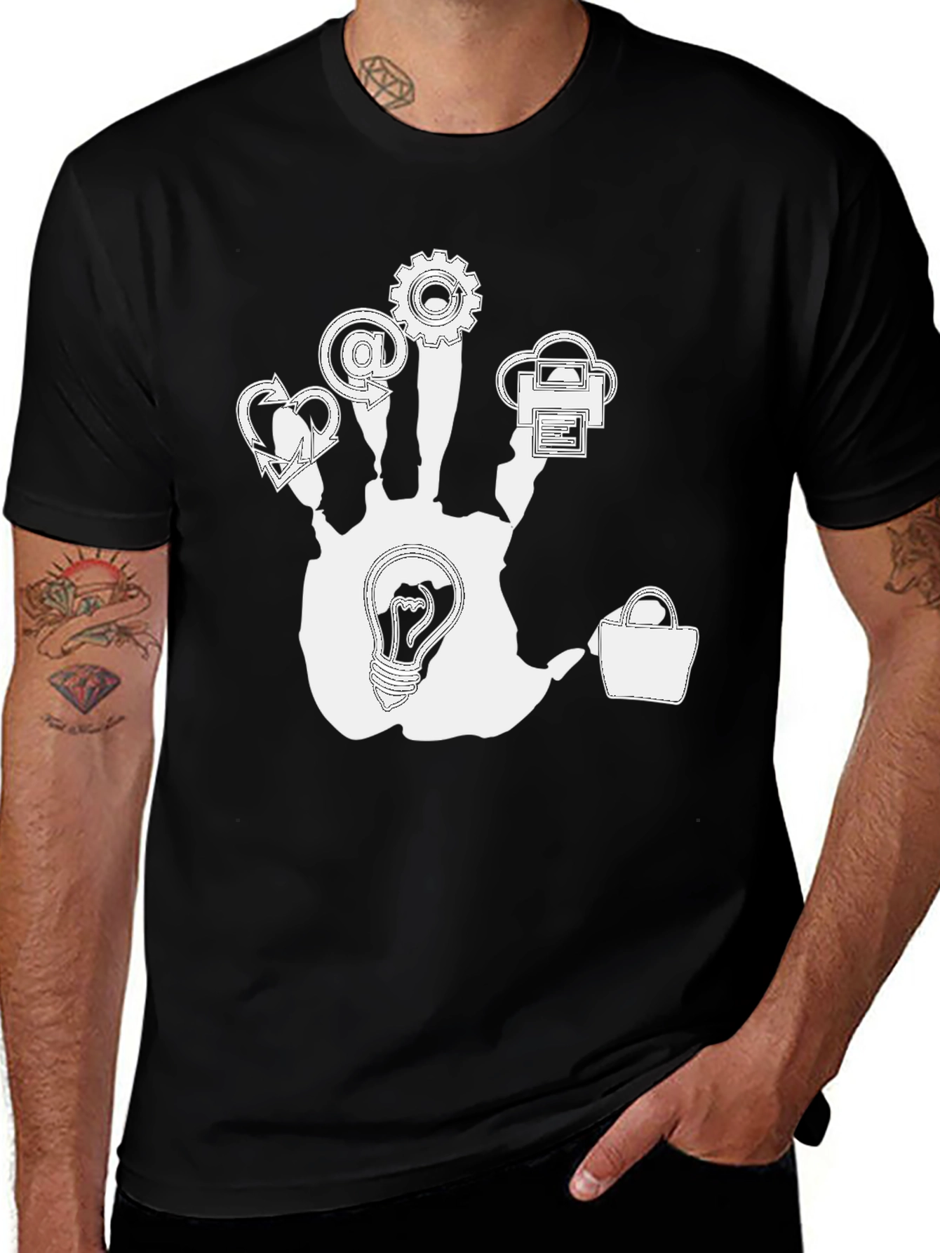 Variant 16 of Creative Hand Graphic Tee - Black