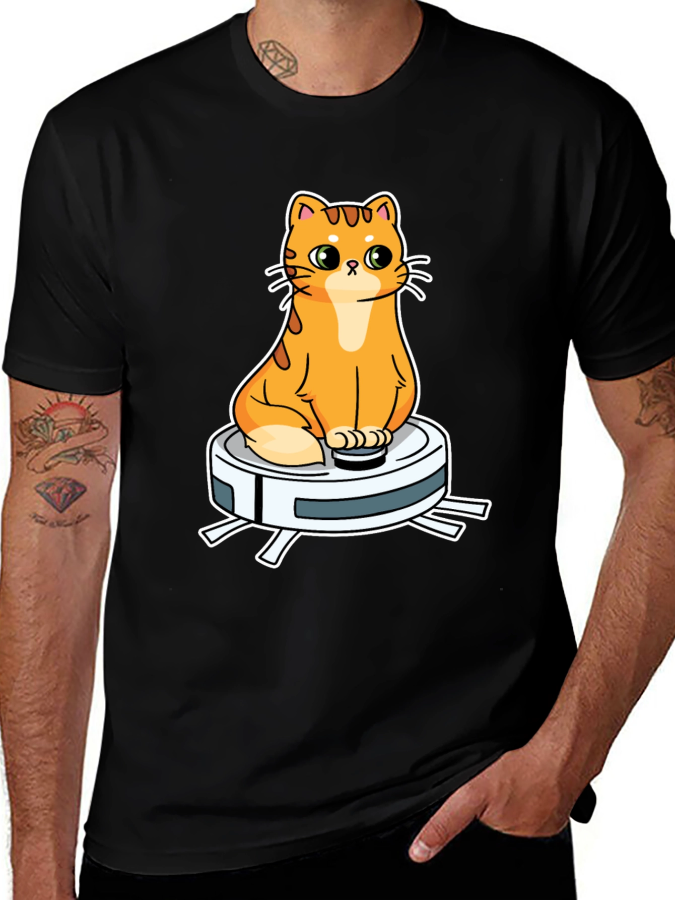Variant 15 of Cat Riding Robot Vacuum T-Shirt